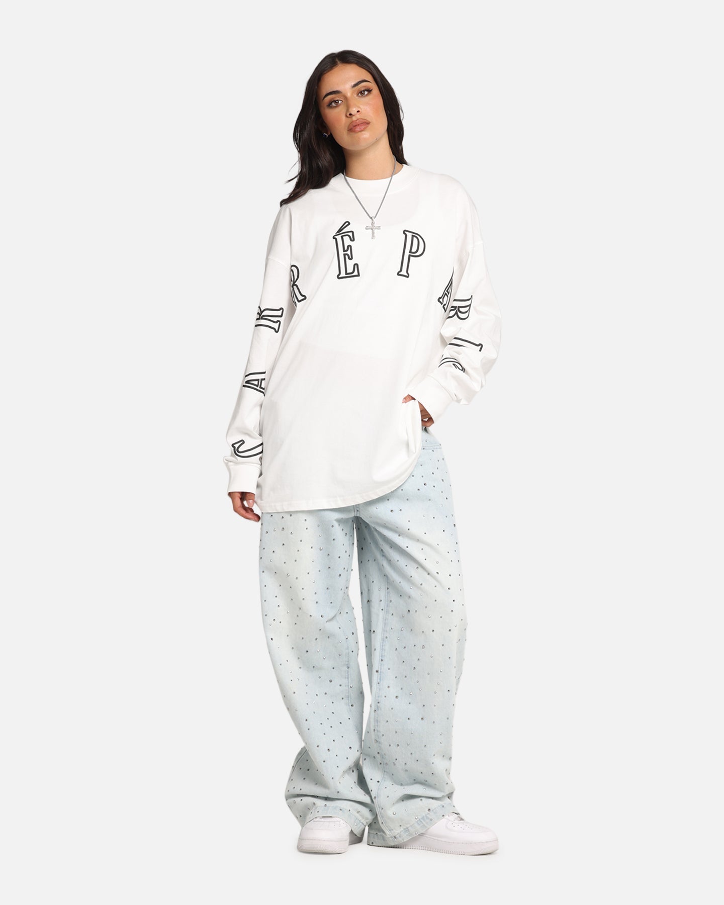 Carre Global Oversized Long Sleeve T-Shirt Off White