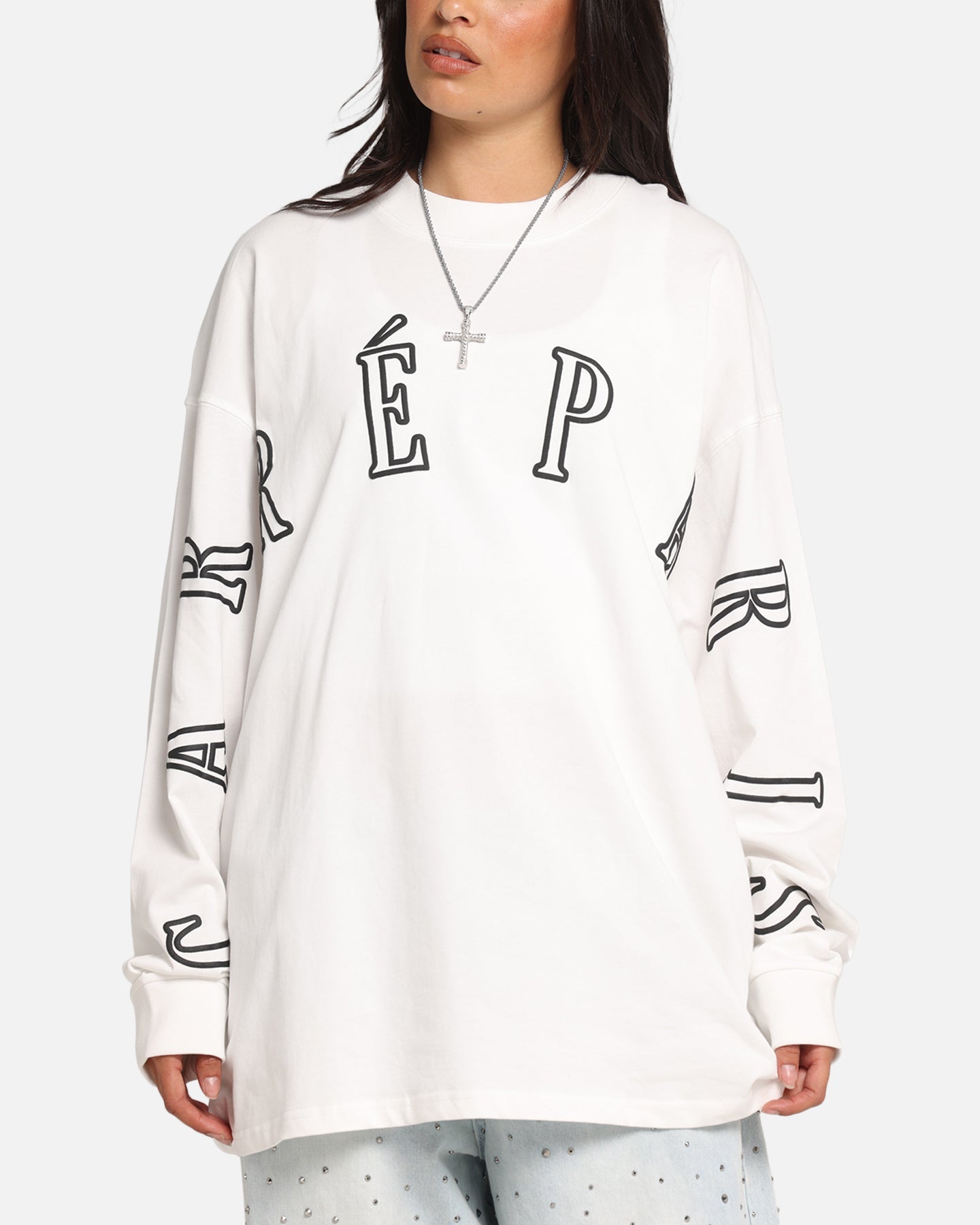 Carre Global Oversized Long Sleeve T-Shirt Off White