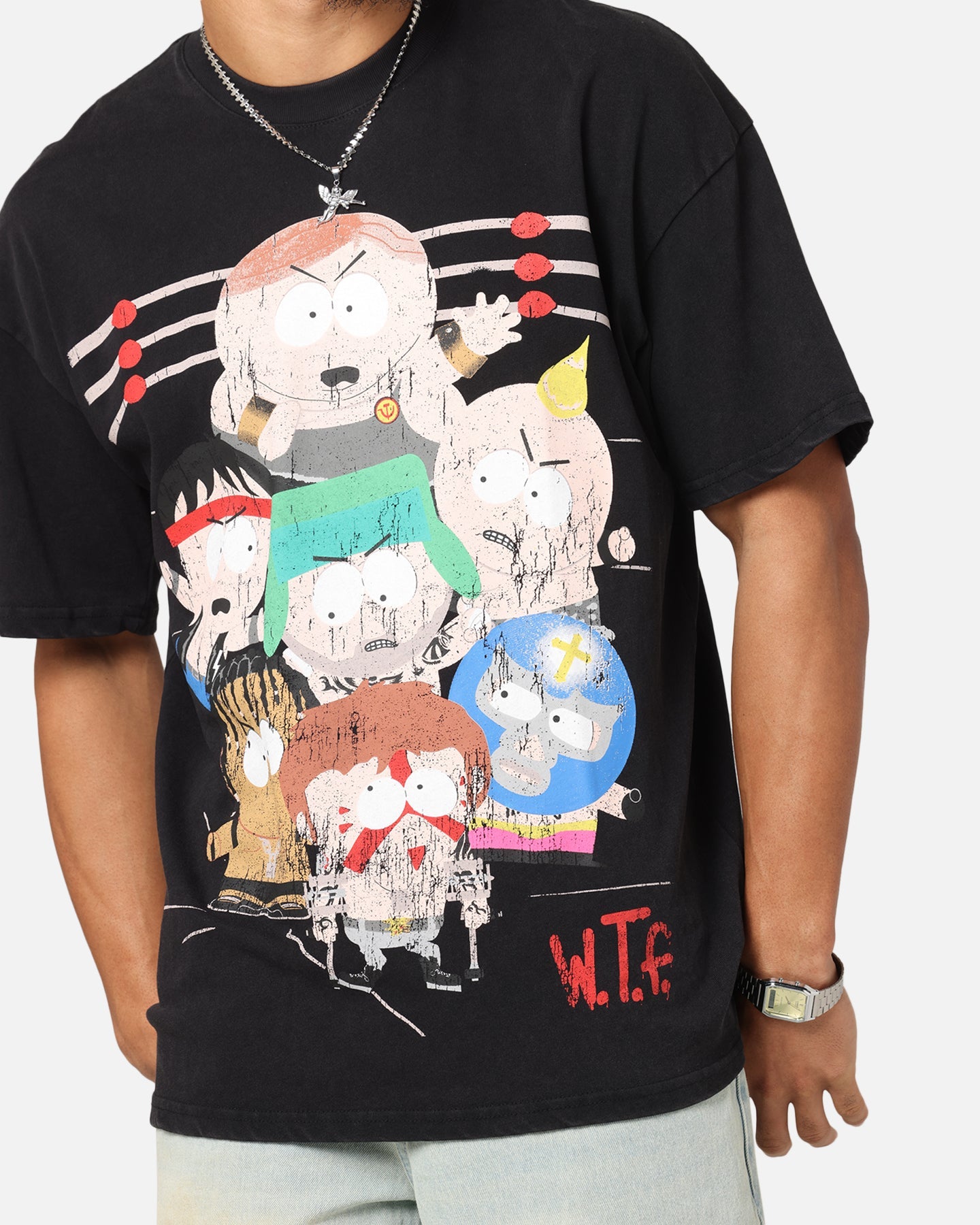 73 Studio X South Park WTF Vintage T-Shirt Black Acidwash