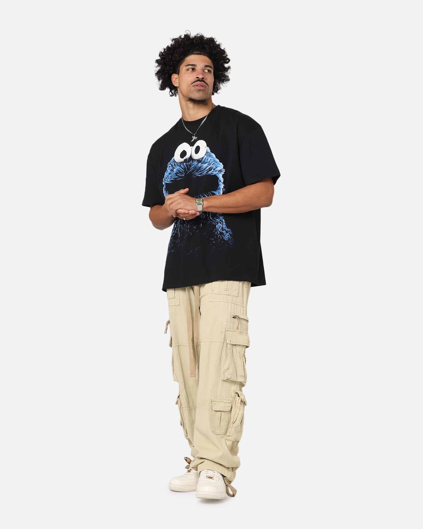 American Thrift X Sesame Street Cookie Monster Grail Heavy T-Shirt Black