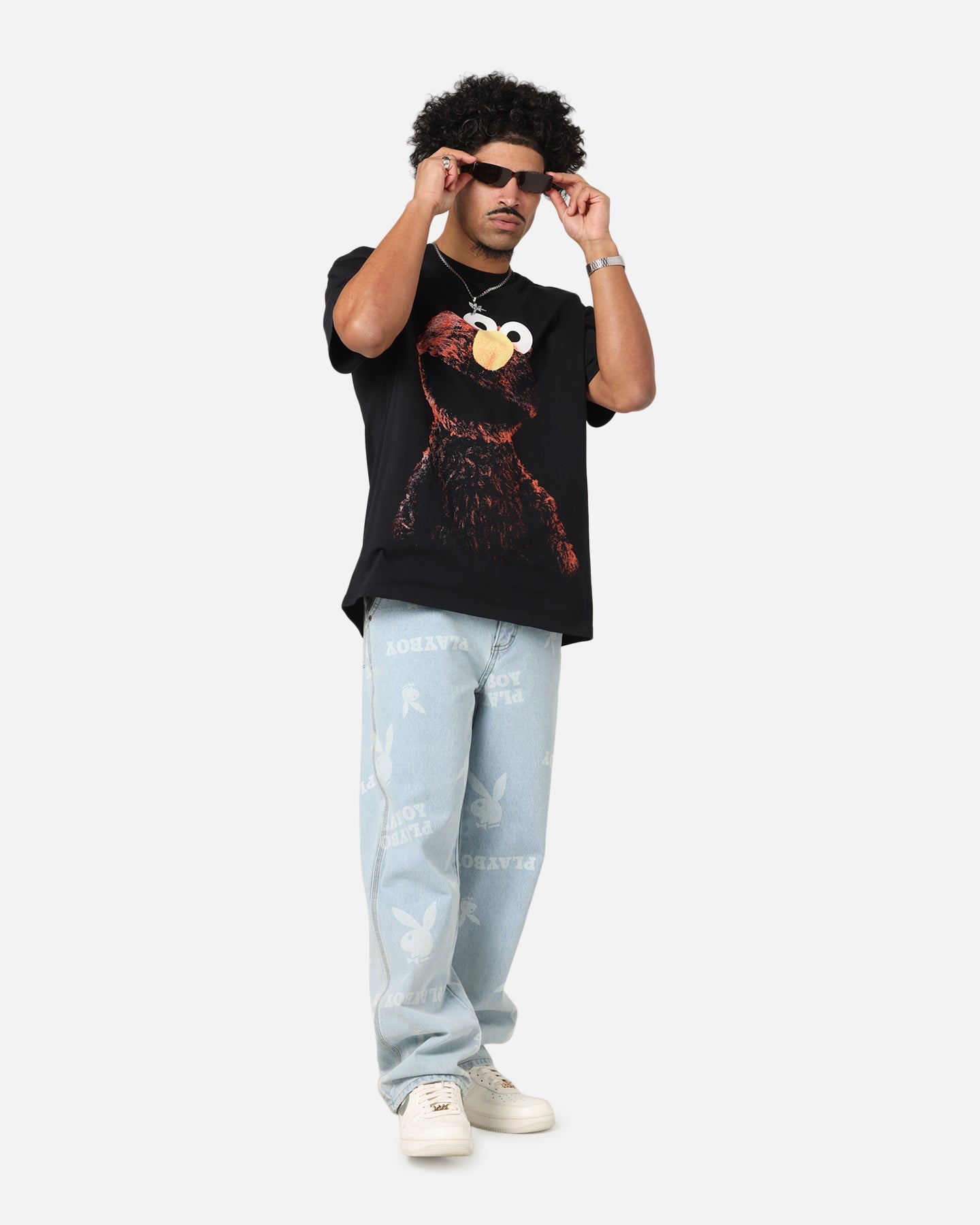 American Thrift X Sesame Street Elmo Grail Heavy T-Shirt Black