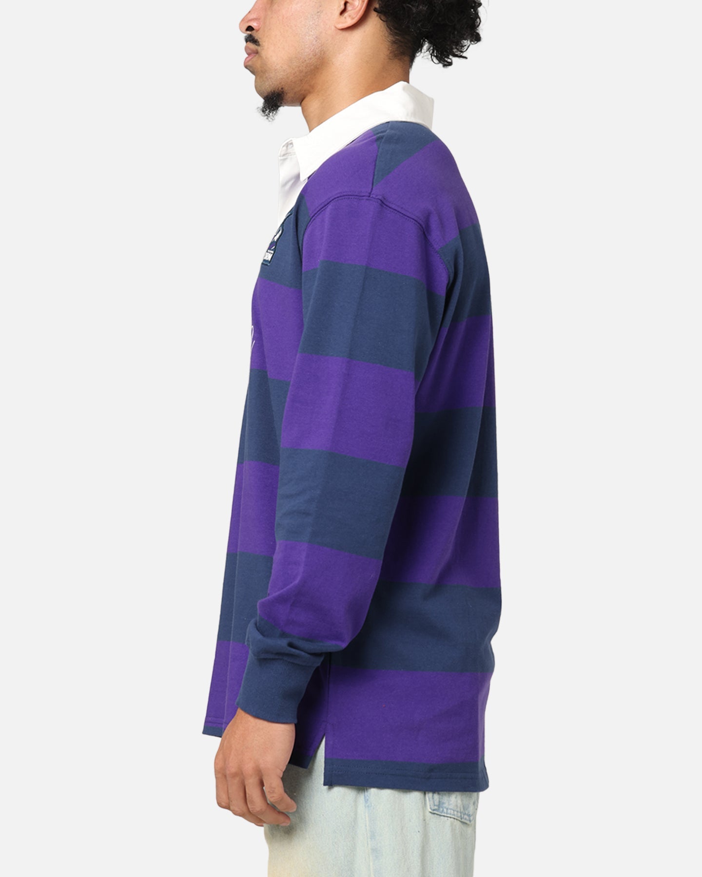 Bleacher Athletic Melbourne Storm NRL Stripe Rugby Polo Shirt Official Team Colour