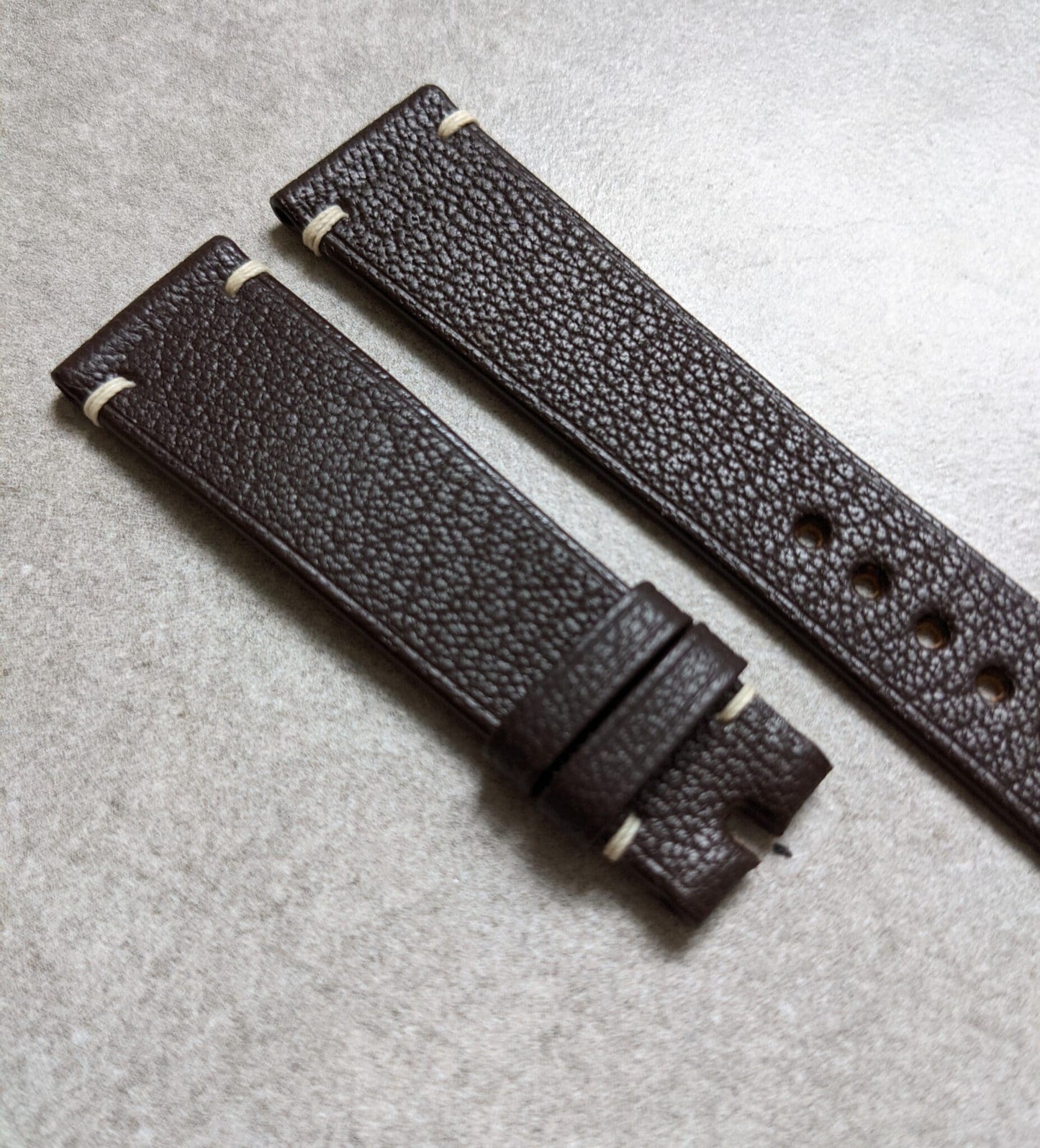 Alran Goatskin Vintage Minimal Stitch Strap - Chocolate Brown