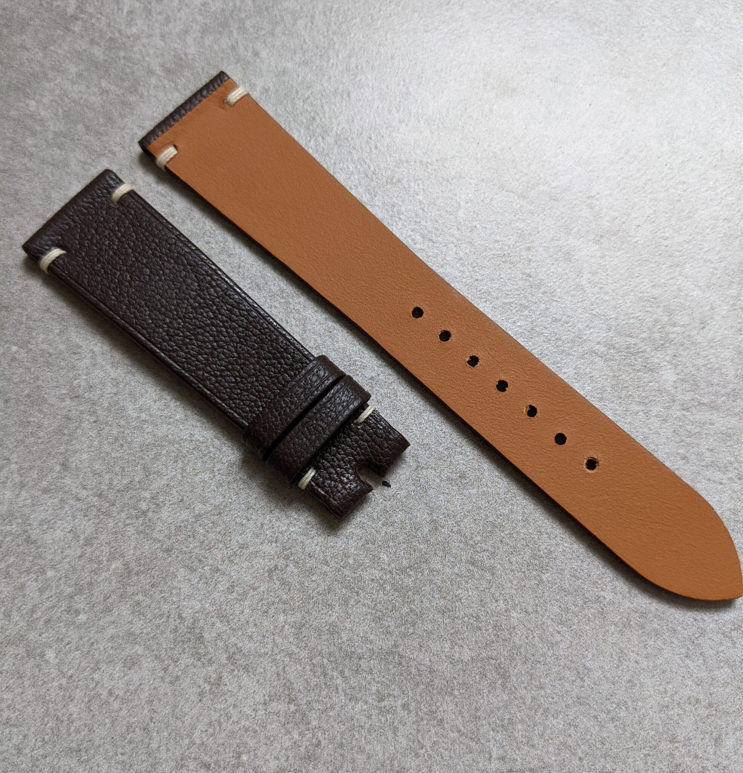 Alran Goatskin Vintage Minimal Stitch Strap - Chocolate Brown