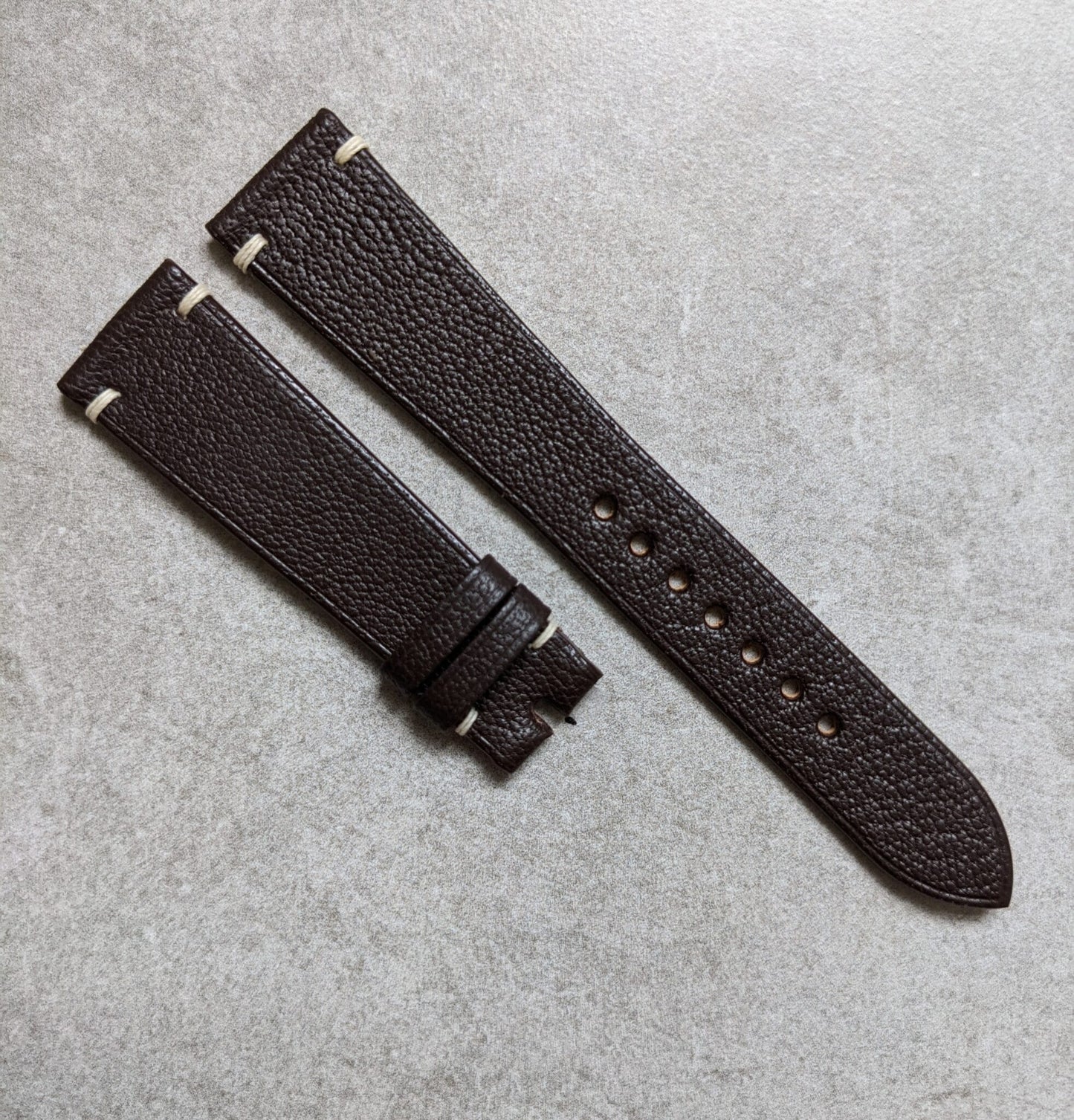Alran Goatskin Vintage Minimal Stitch Strap - Chocolate Brown