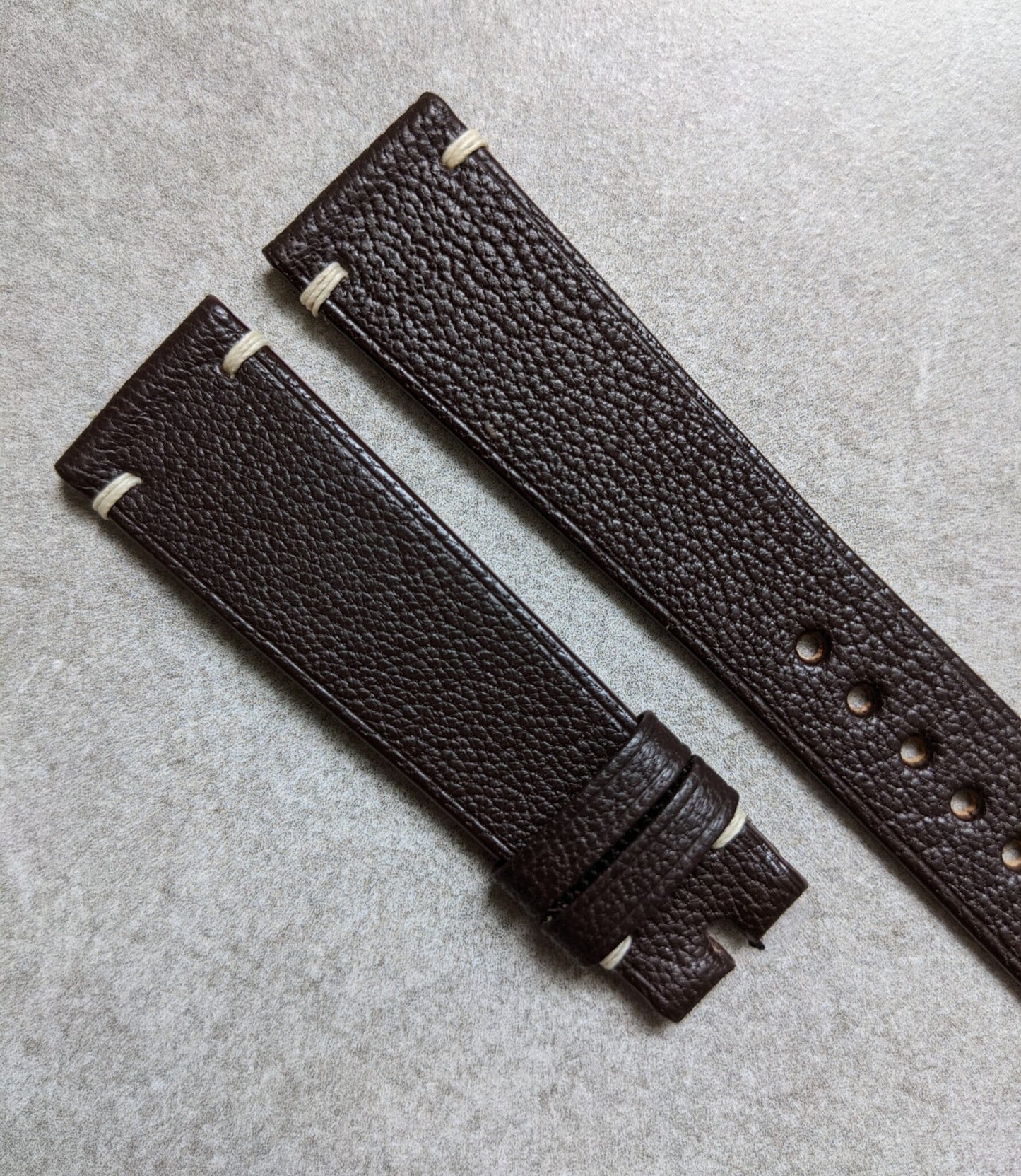 Alran Goatskin Vintage Minimal Stitch Strap - Chocolate Brown