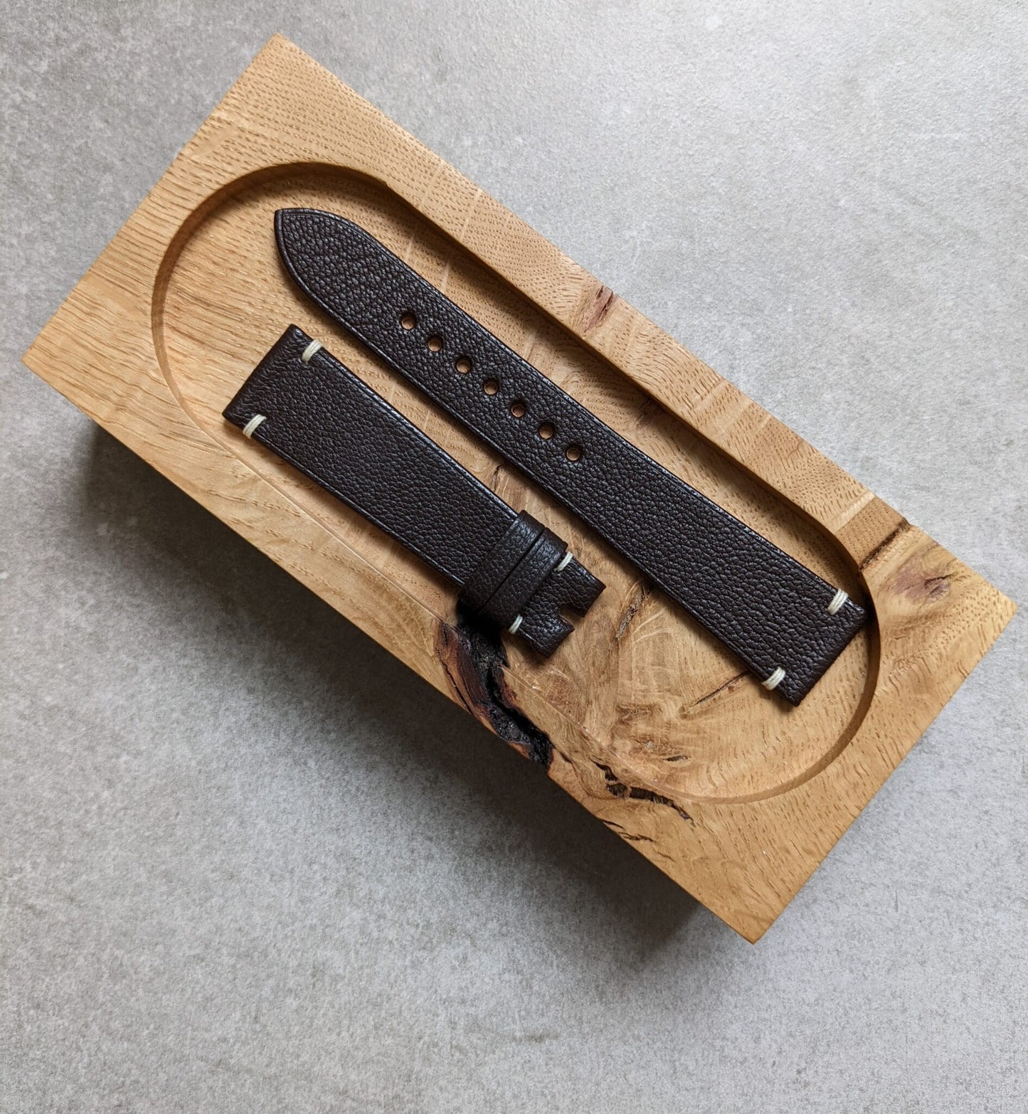 Alran Goatskin Vintage Minimal Stitch Strap - Chocolate Brown
