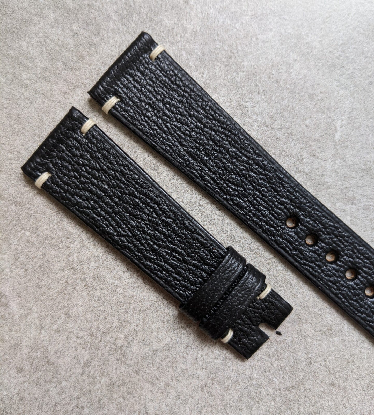 Alran Goatskin Vintage Strap Minimal Stitch - Black