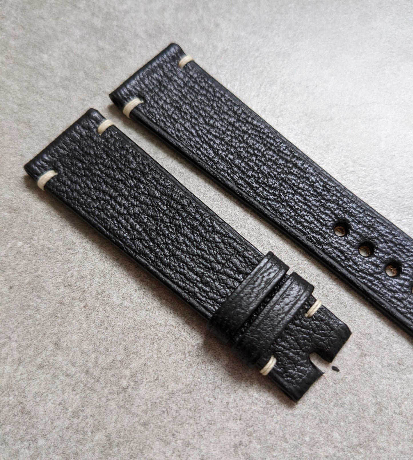 Alran Goatskin Vintage Strap Minimal Stitch - Black