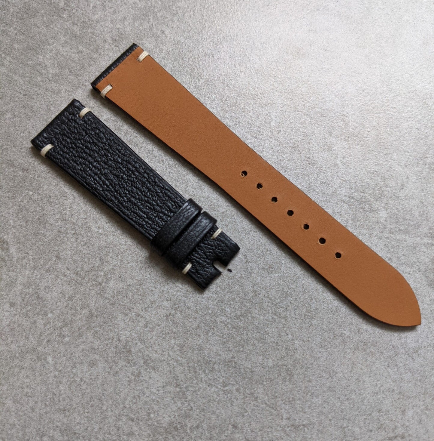 Alran Goatskin Vintage Strap Minimal Stitch - Black