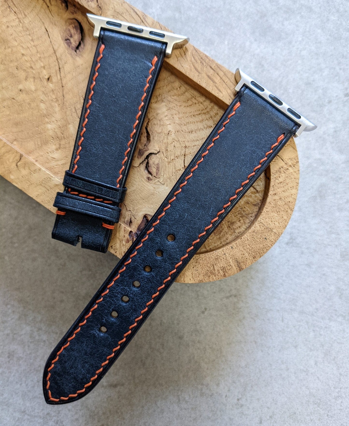 Apple Watch Strap - Pueblo Navy Blue W/Orange Stitching