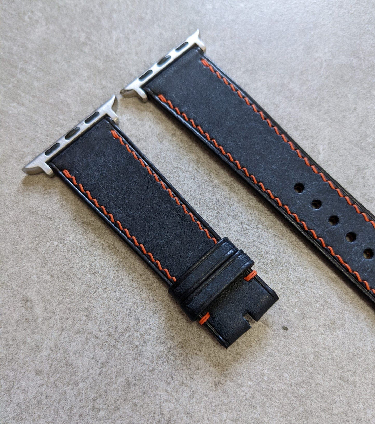 Apple Watch Strap - Pueblo Navy Blue W/Orange Stitching