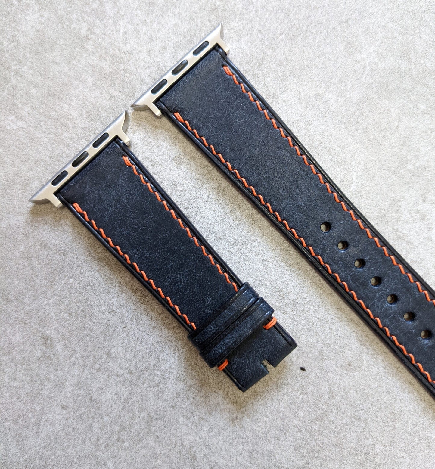 Apple Watch Strap - Pueblo Navy Blue W/Orange Stitching