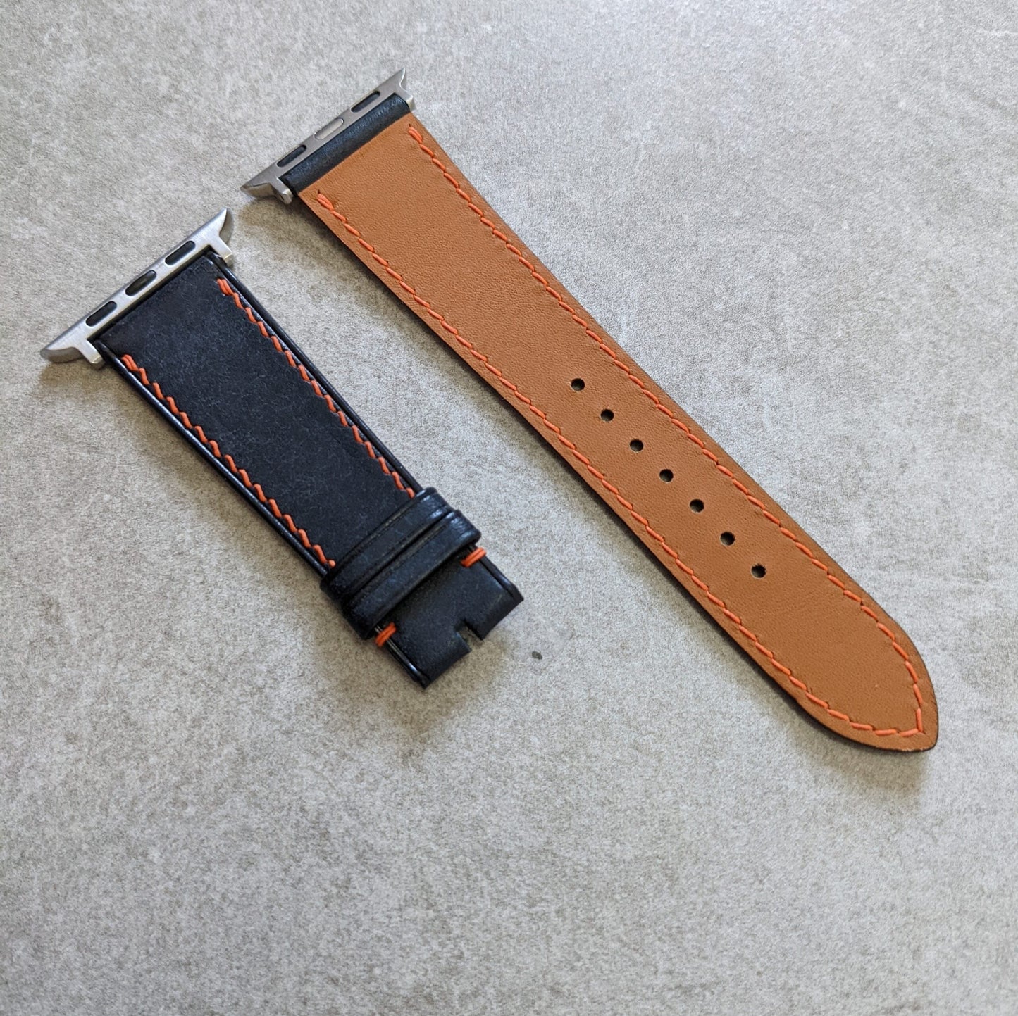 Apple Watch Strap - Pueblo Navy Blue W/Orange Stitching