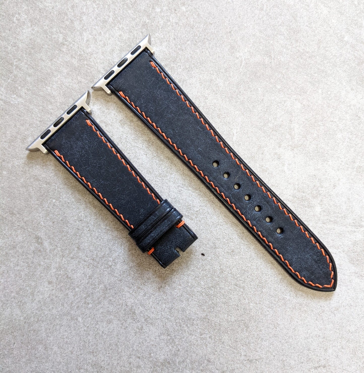 Apple Watch Strap - Pueblo Navy Blue W/Orange Stitching