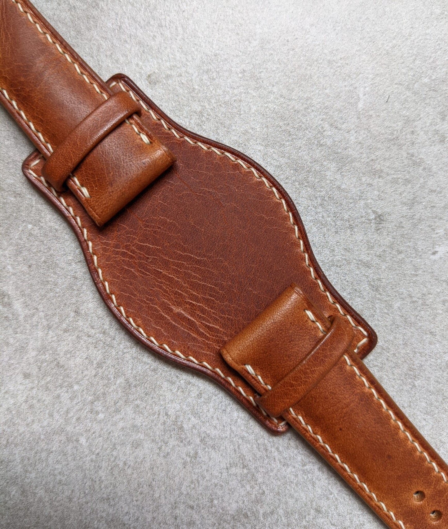 Badalassi Bund Watch Strap - Tan Brown W/Cream stitching
