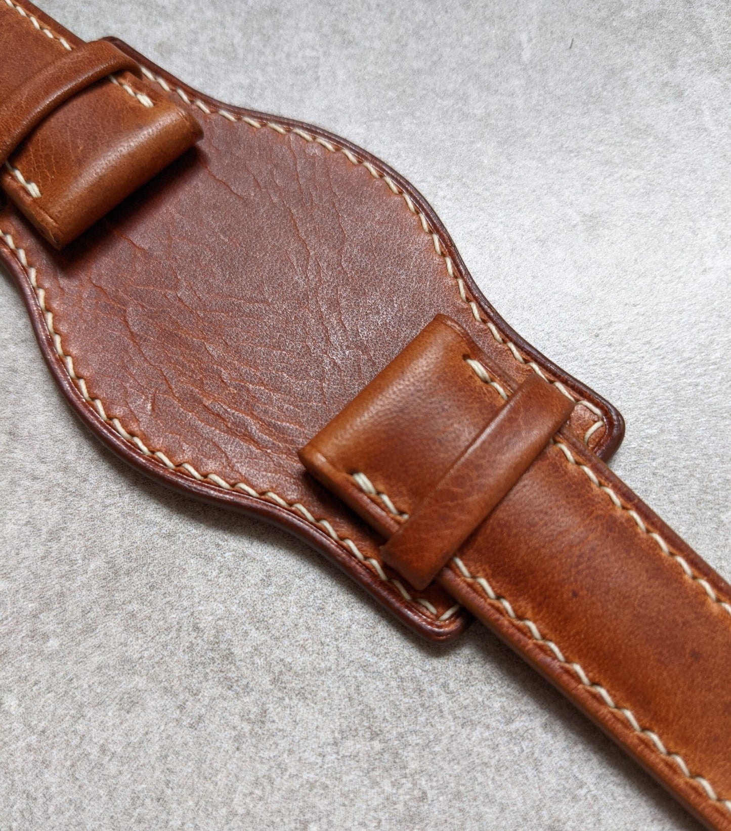 Badalassi Bund Watch Strap - Tan Brown W/Cream stitching