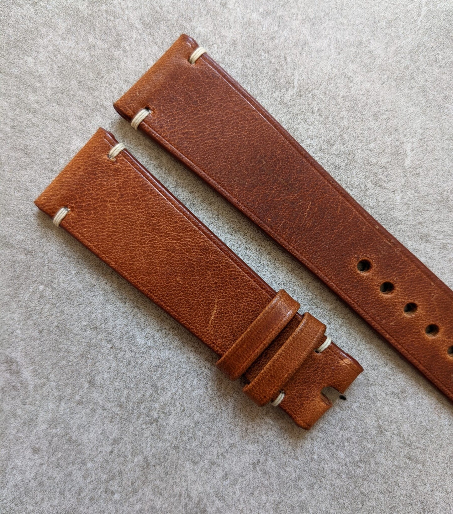 Badalassi Wax Minimal Stitch Strap - Tan Brown