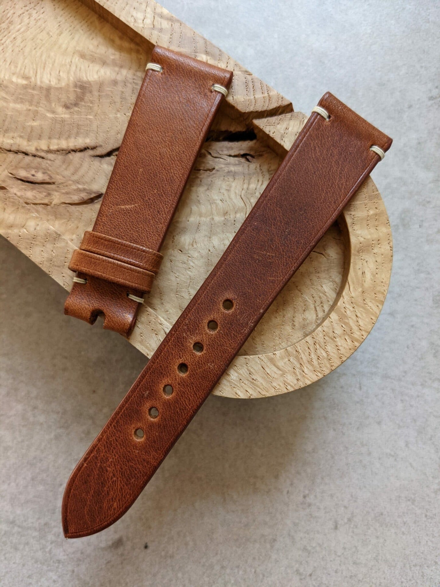 Badalassi Wax Minimal Stitch Strap - Tan Brown