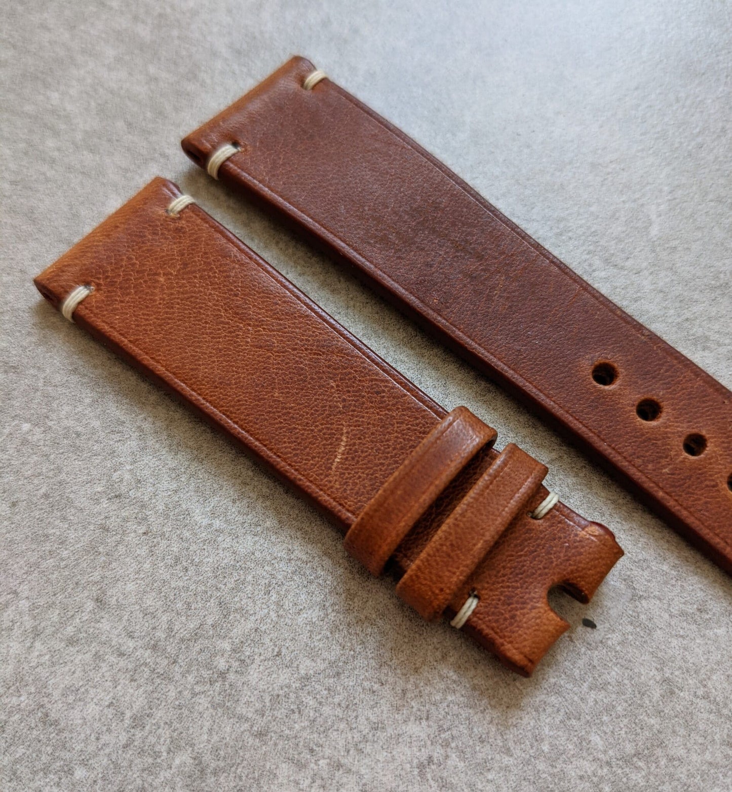 Badalassi Wax Minimal Stitch Strap - Tan Brown