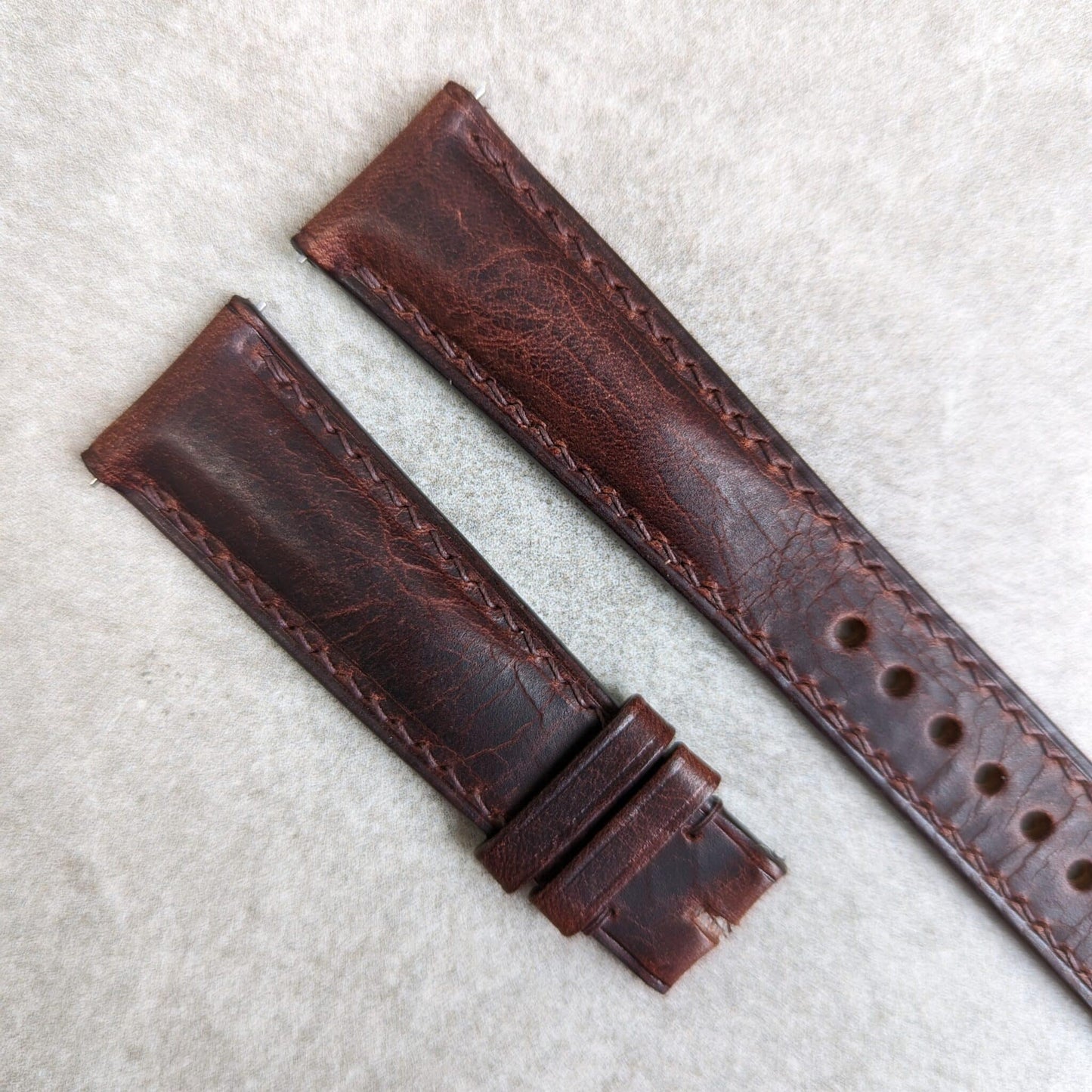 Badalassi Wax Padded Strap - Dark Brown W/Matching stitch
