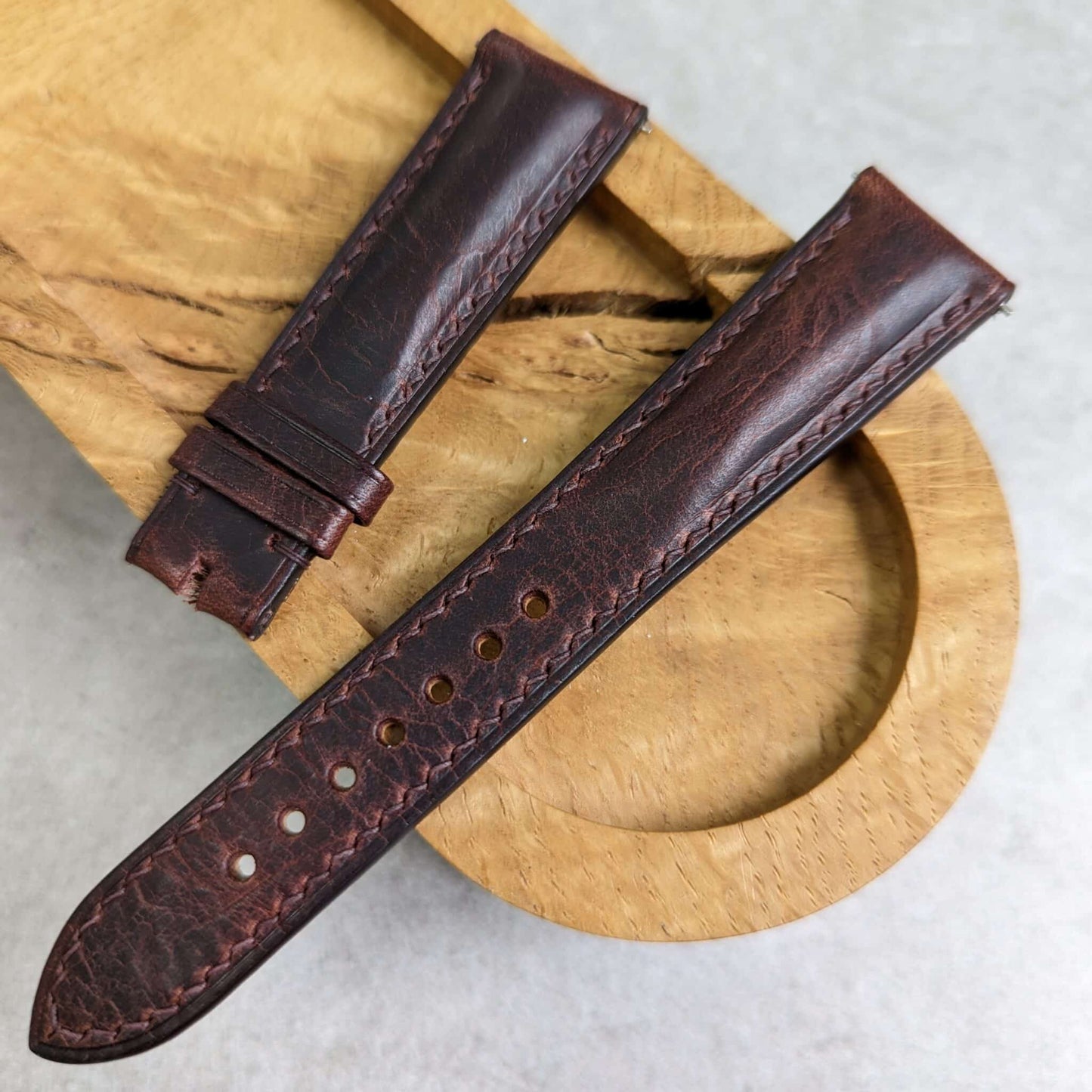Badalassi Wax Padded Strap - Dark Brown W/Matching stitch