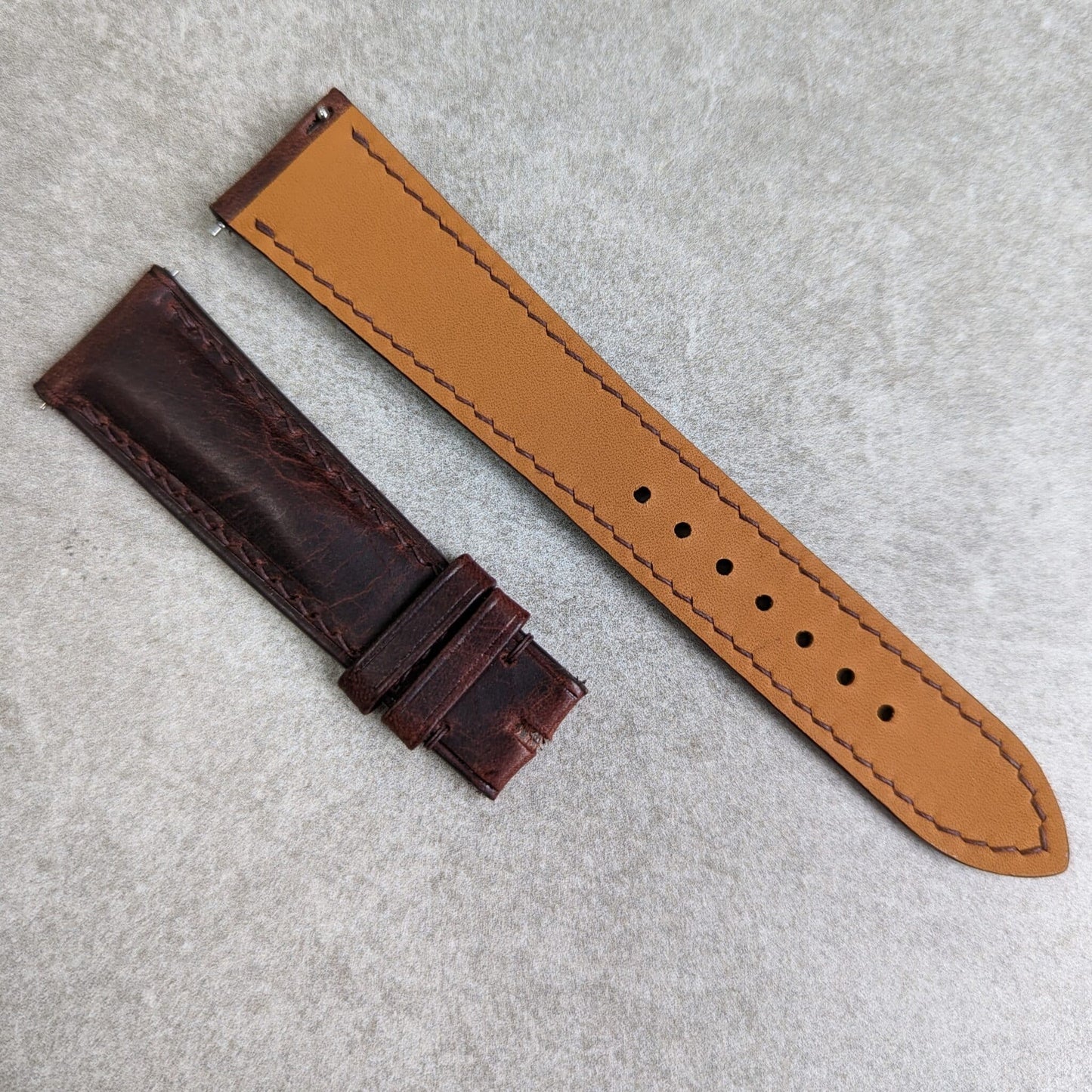 Badalassi Wax Padded Strap - Dark Brown W/Matching stitch