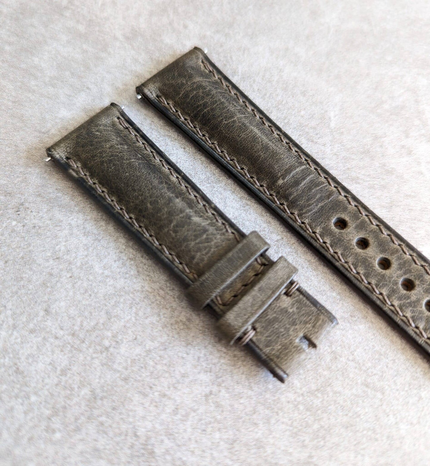 Badalassi Wax Padded Strap - Grey W/Matching stitching