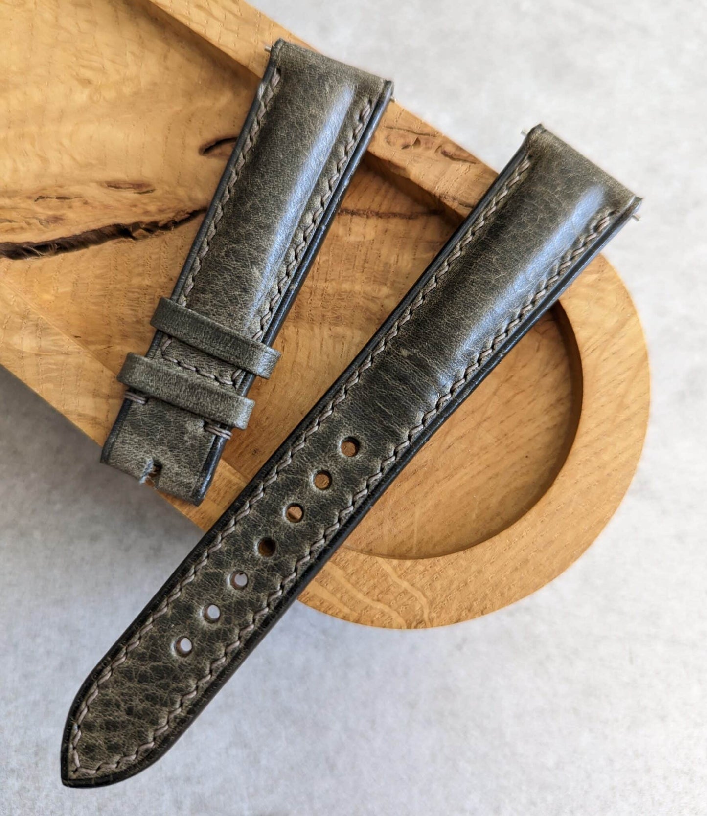 Badalassi Wax Padded Strap - Grey W/Matching stitching