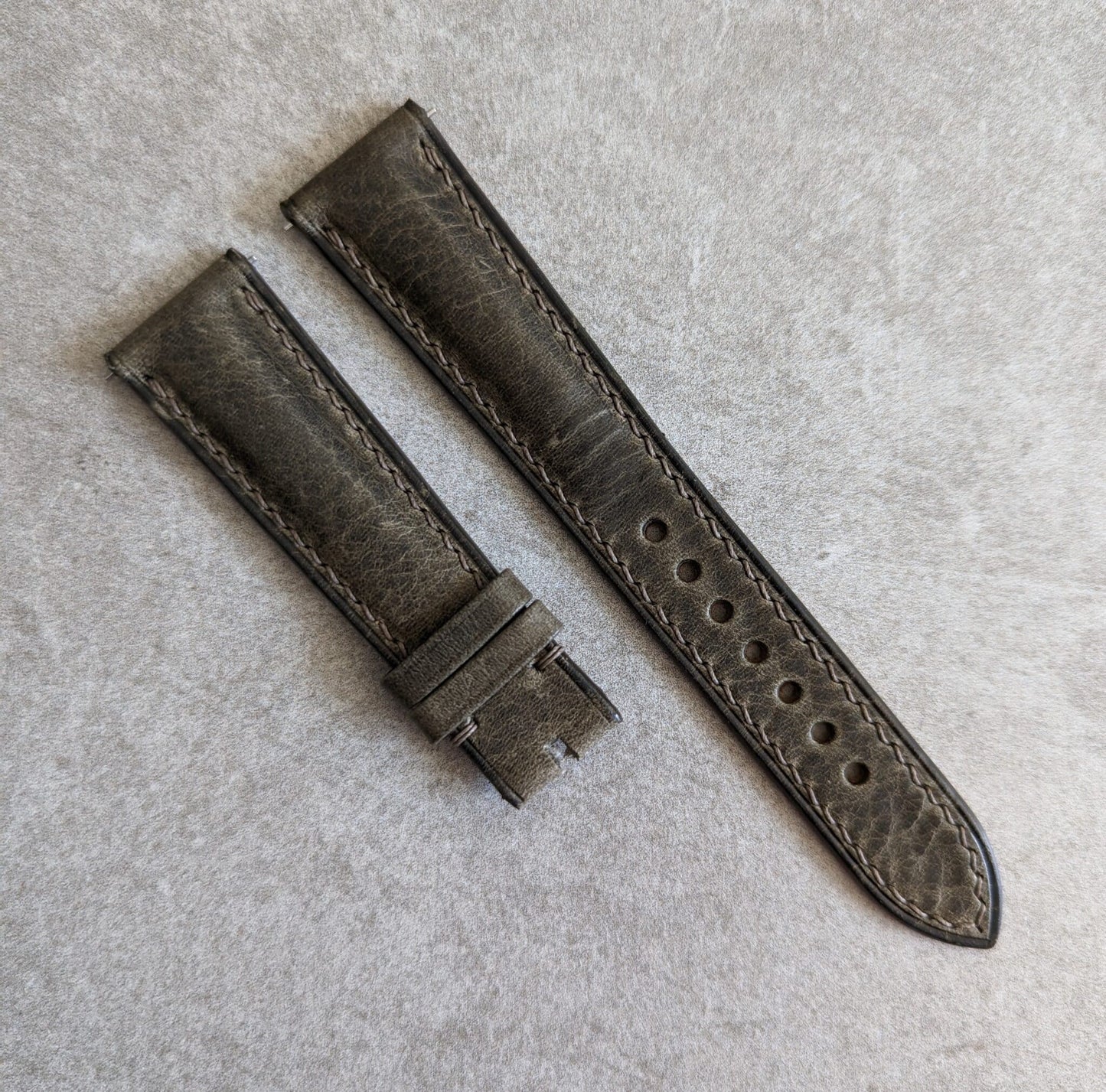 Badalassi Wax Padded Strap - Grey W/Matching stitching