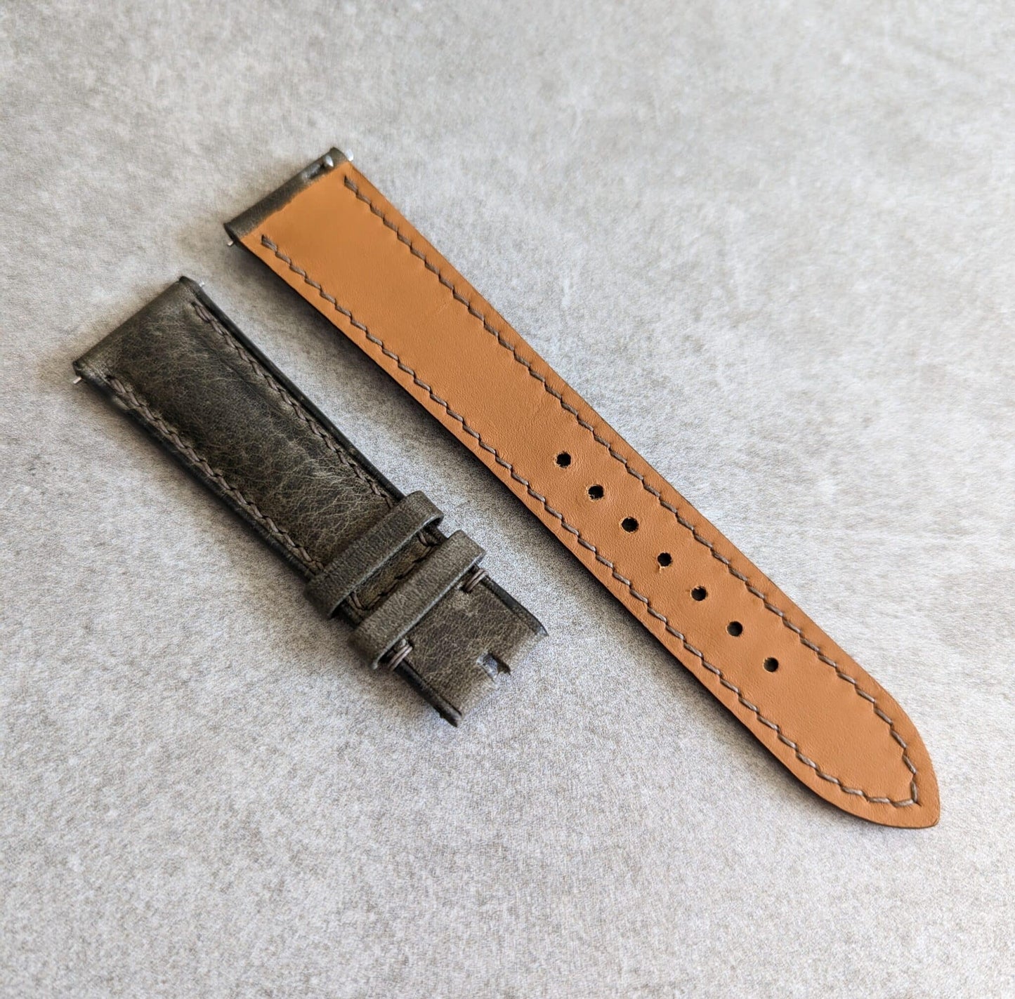 Badalassi Wax Padded Strap - Grey W/Matching stitching