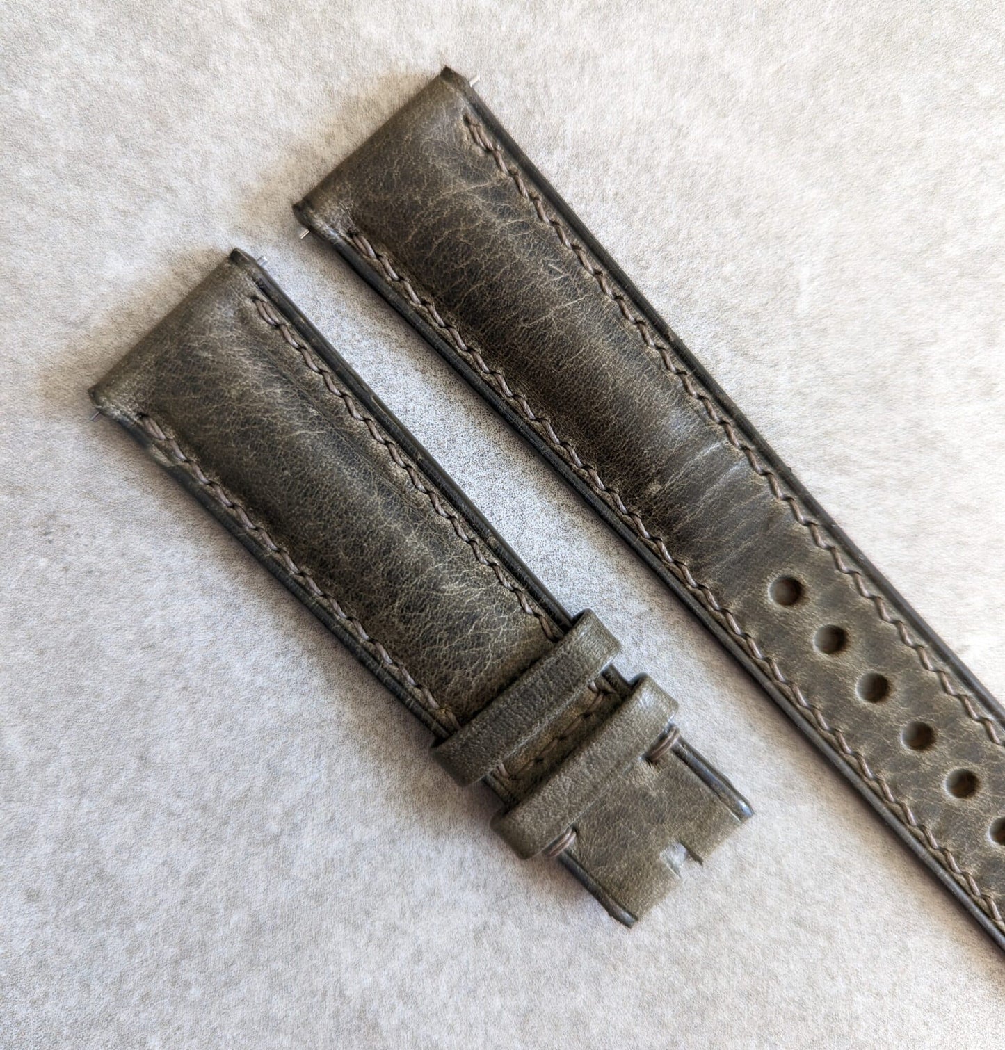 Badalassi Wax Padded Strap - Grey W/Matching stitching