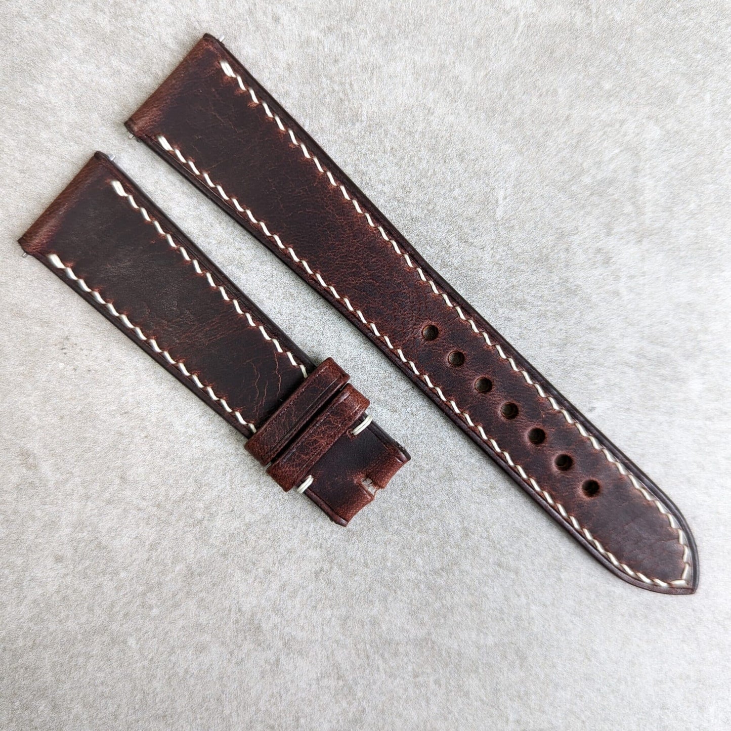 Badalassi Wax Strap - Dark Brown W/Cream stitch