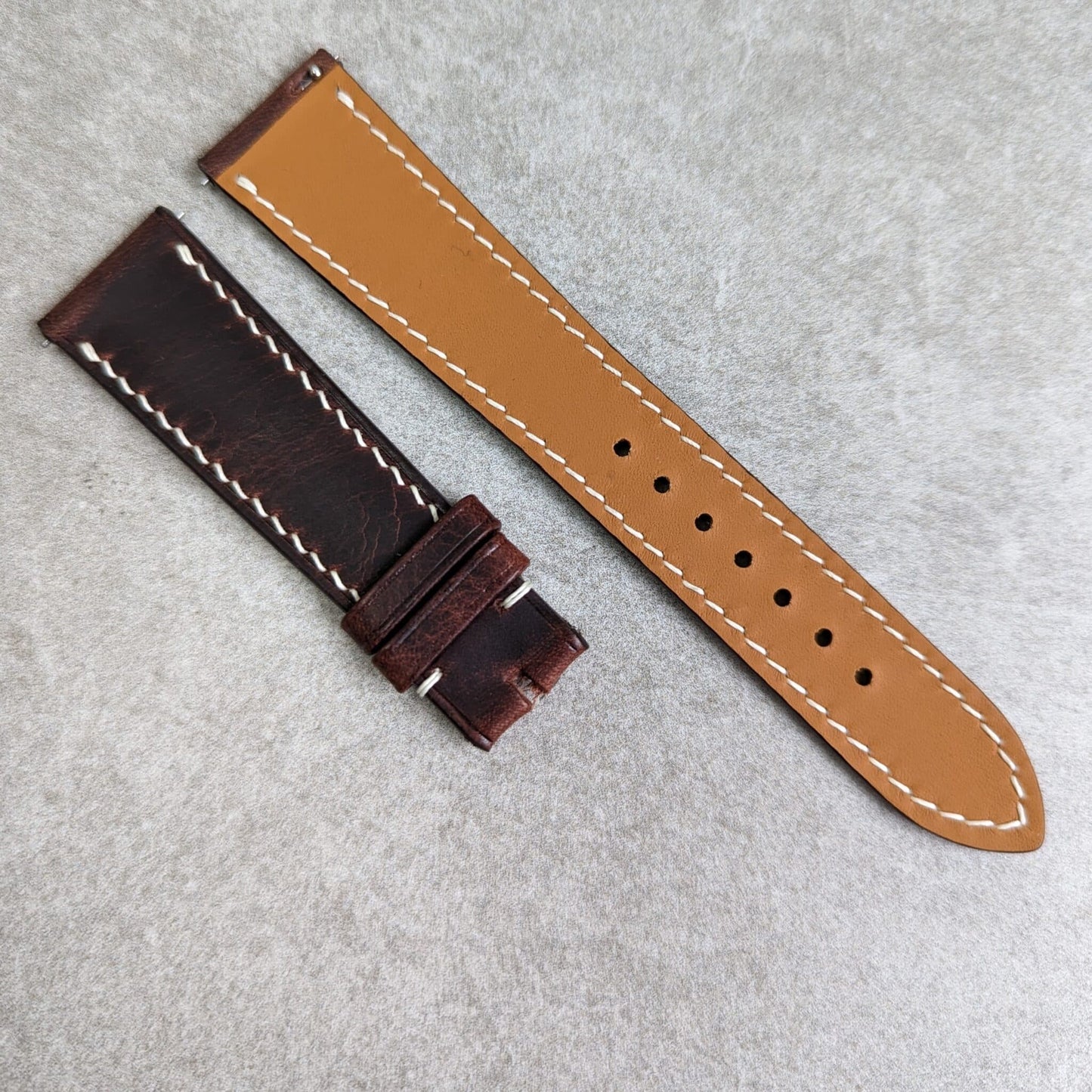 Badalassi Wax Strap - Dark Brown W/Cream stitch