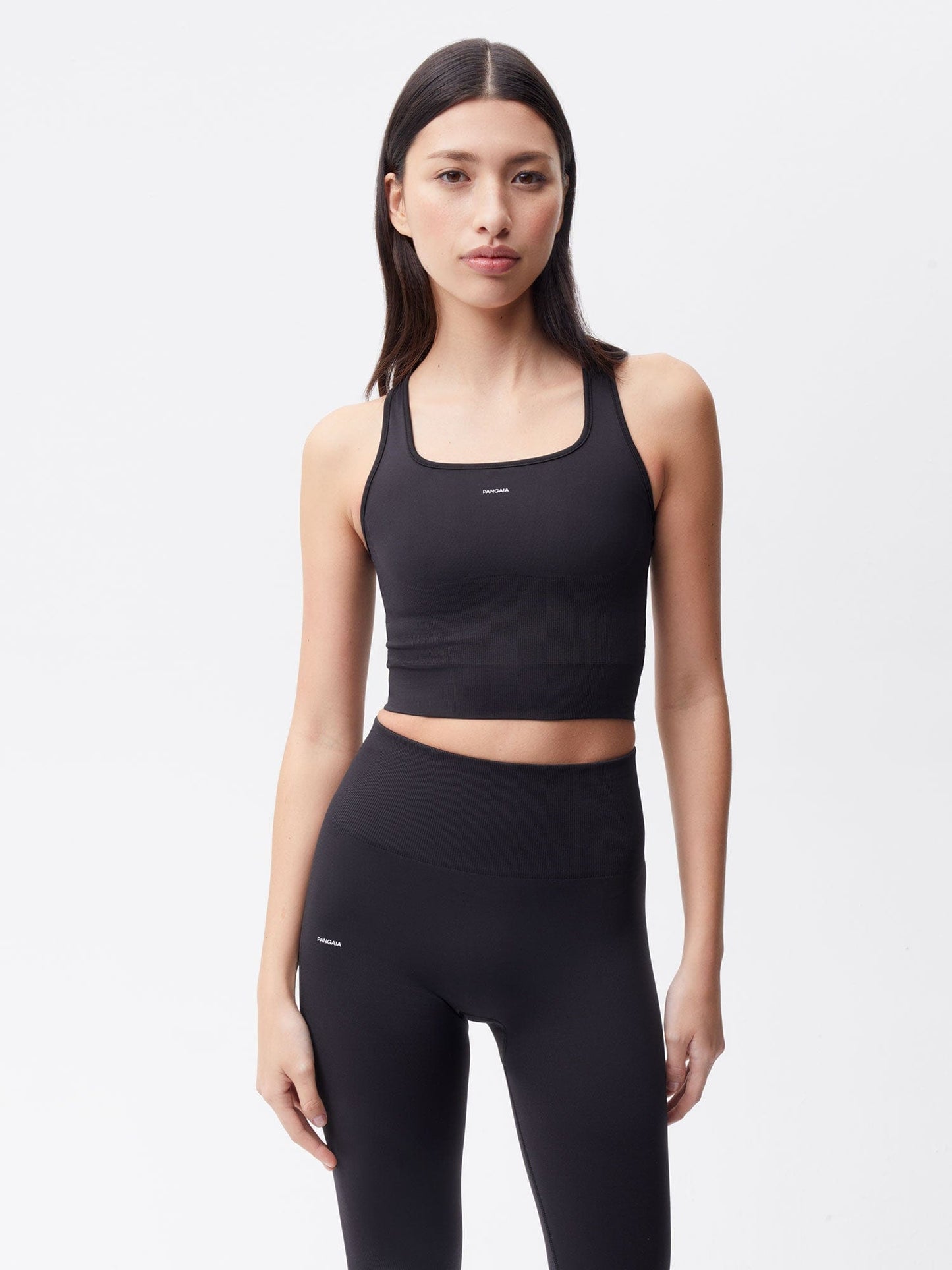 Womens Plant-Stretch Compressive Ribbed Tank Top—black