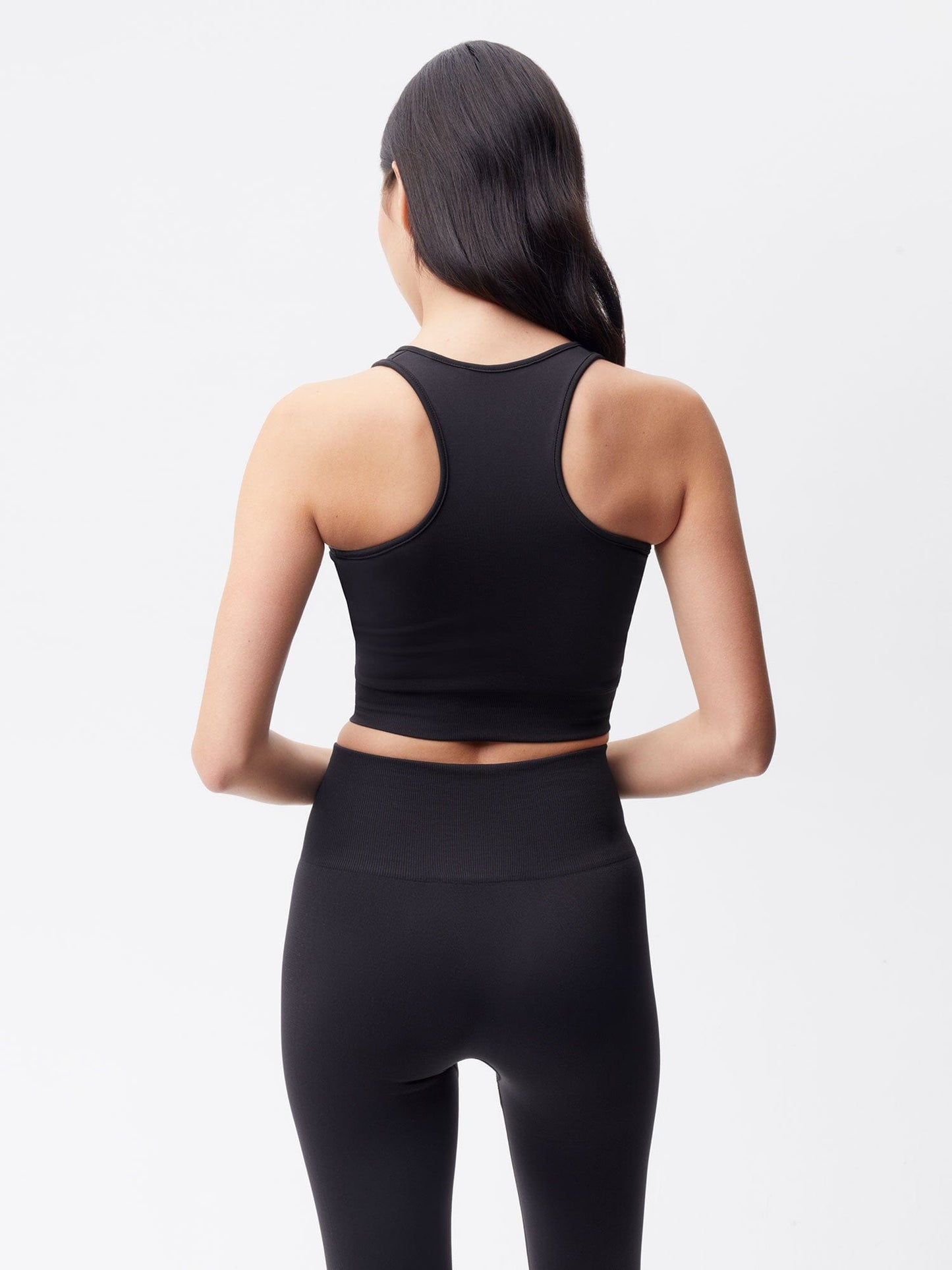 Womens Plant-Stretch Compressive Ribbed Tank Top—black