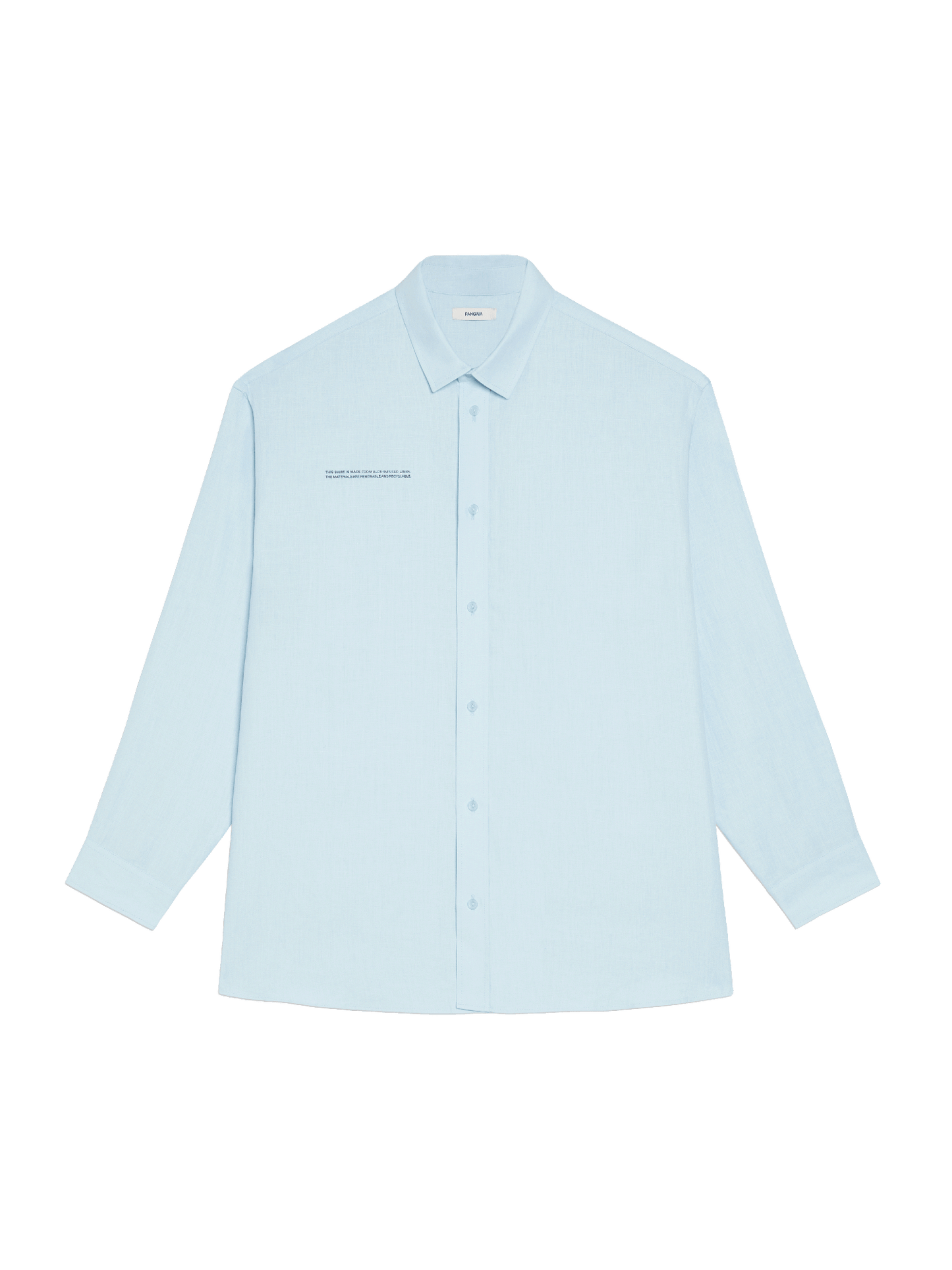 Aloe Linen Collared Long Sleeve Shirt—baby blue