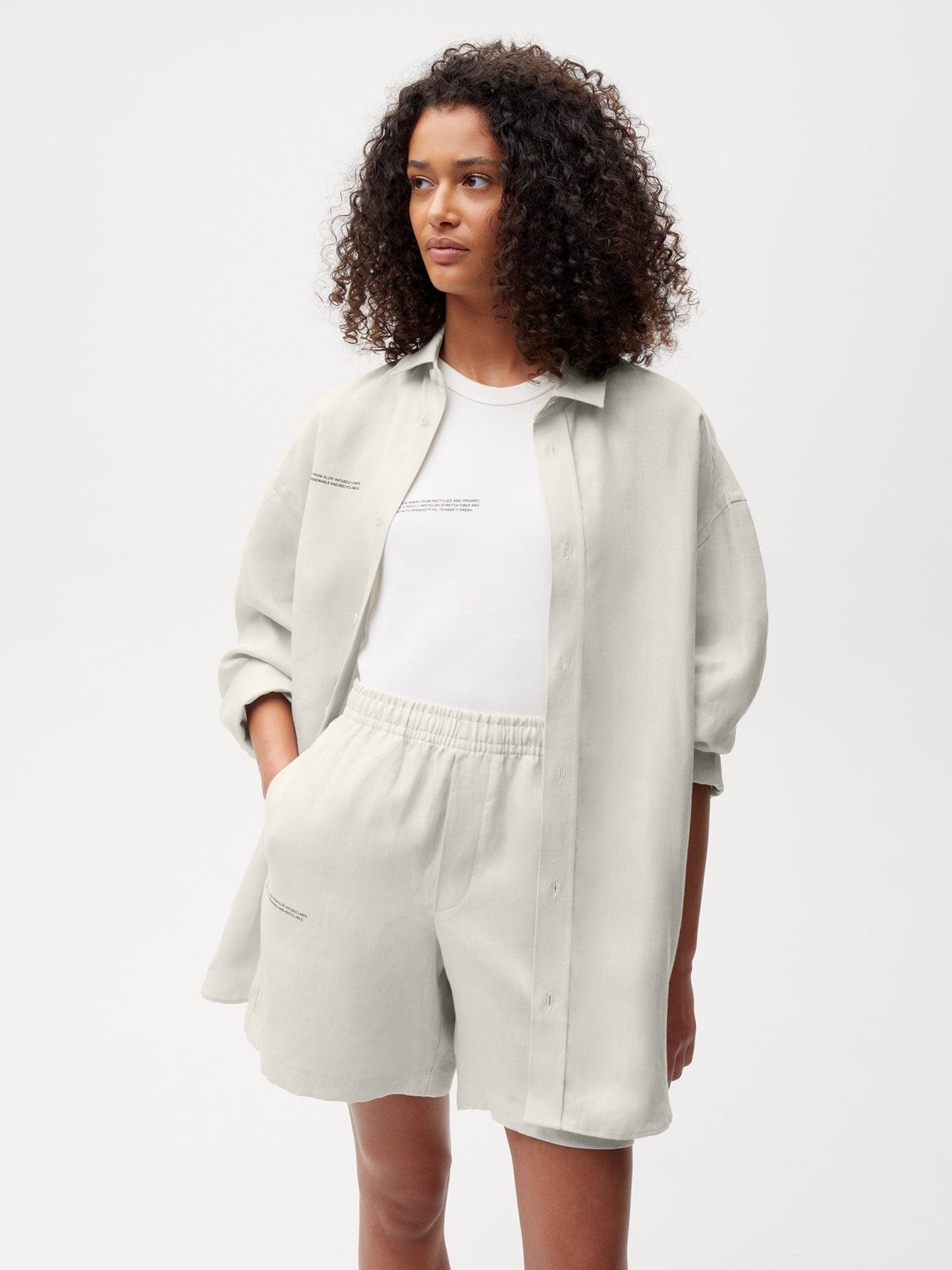Aloe Linen Collared Long Sleeve Shirt—limestone