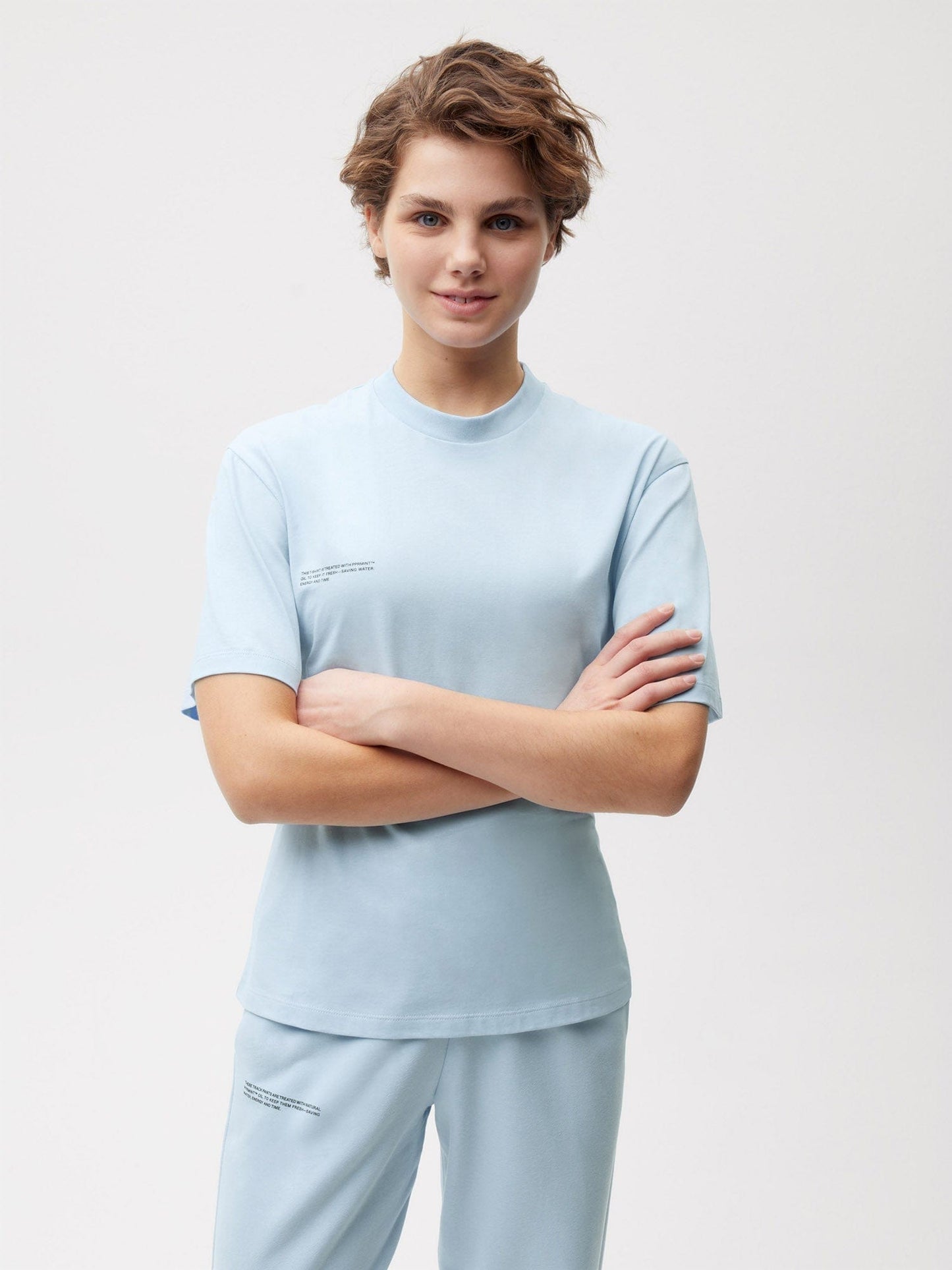 Womens PPRMINT™ Organic Cotton Wide Sleeve T-shirt—baby blue