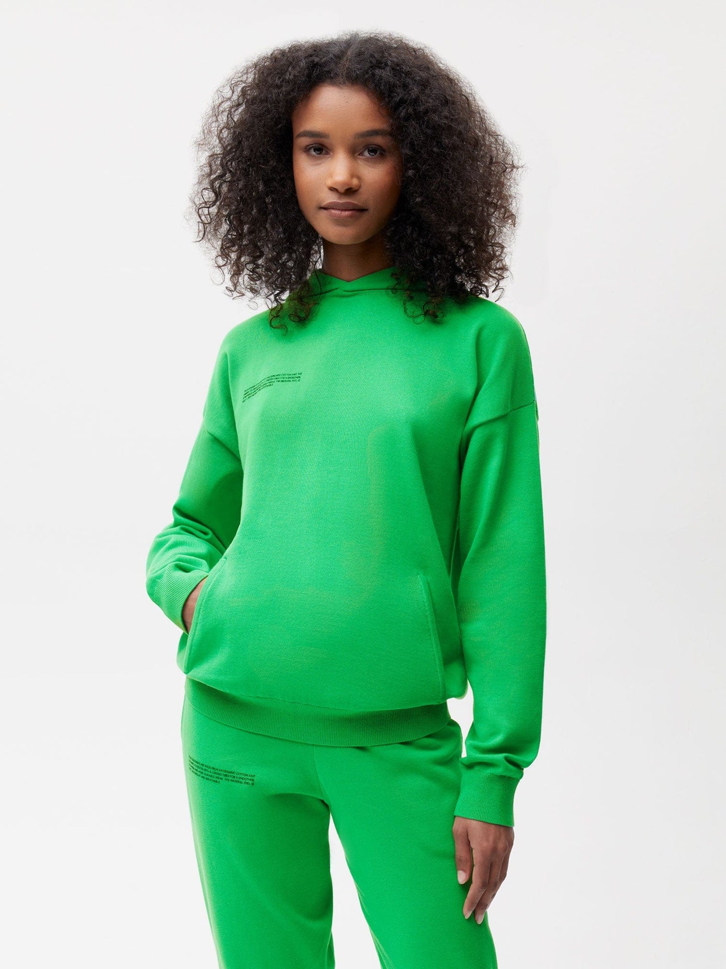 Womens Organic Cotton Knit Hoodie—jade green