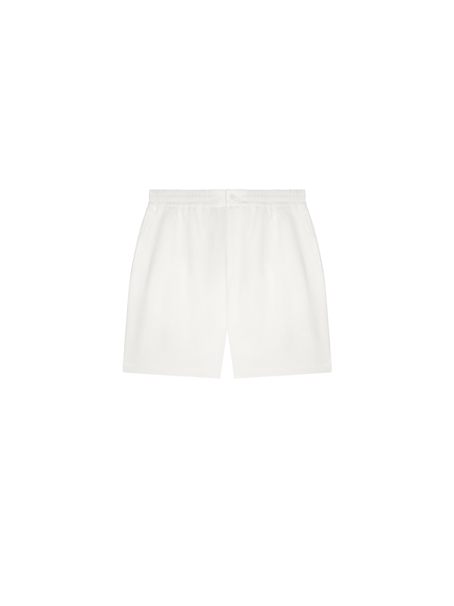 Womens Aloe Linen Mid Length Shorts—off-white