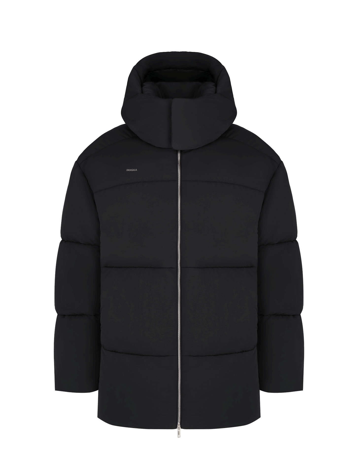 Womens Flower-Warmth Recycled Nylon Long Puffer—black