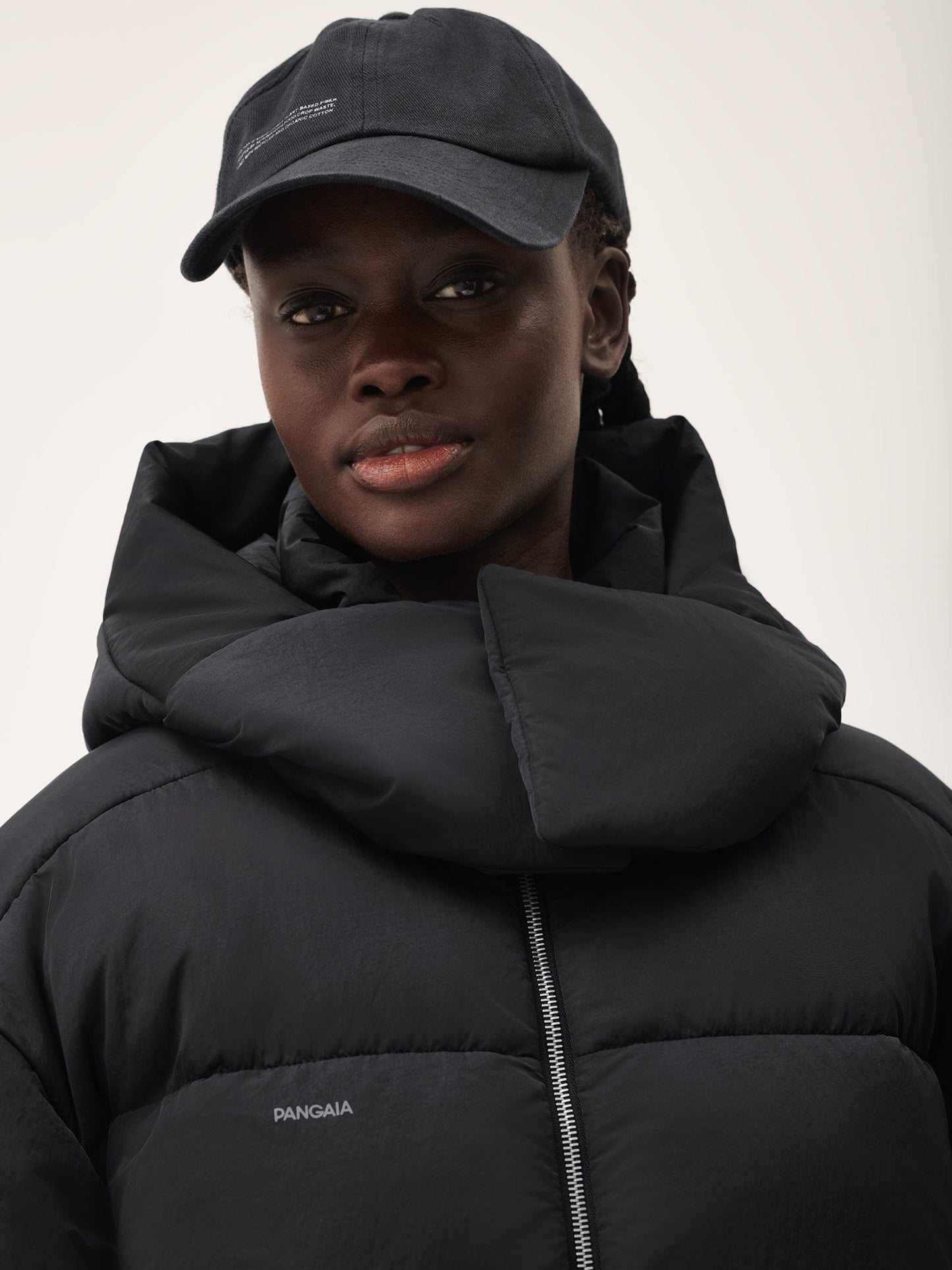 Womens Flower-Warmth Recycled Nylon Long Puffer—black