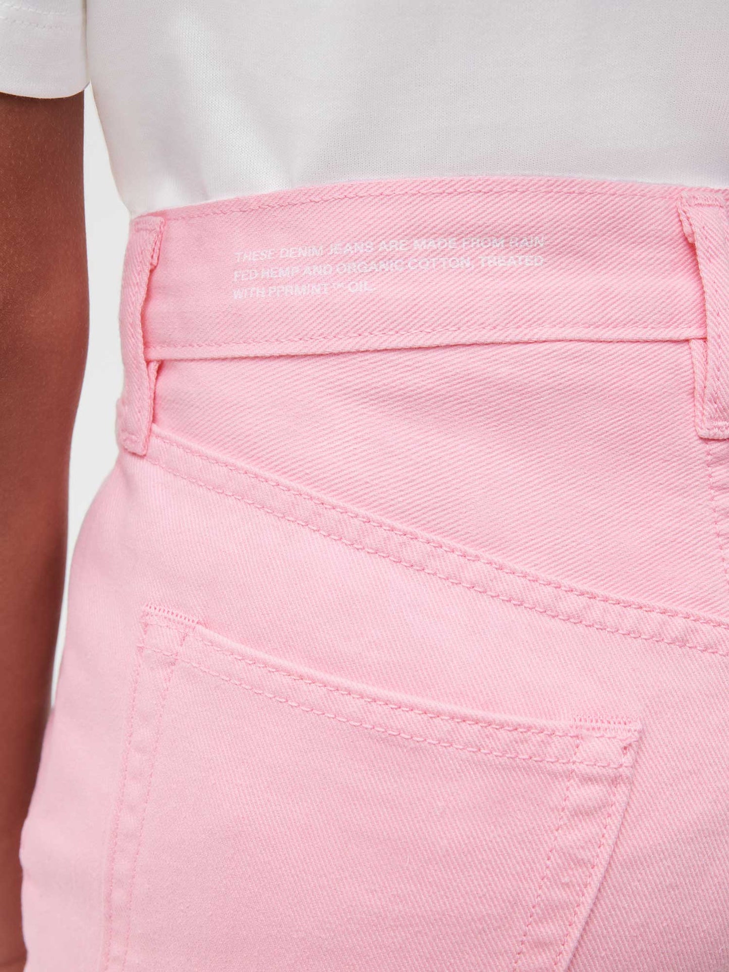 Women Denim High Rise Cropped Shorts—sakura pink