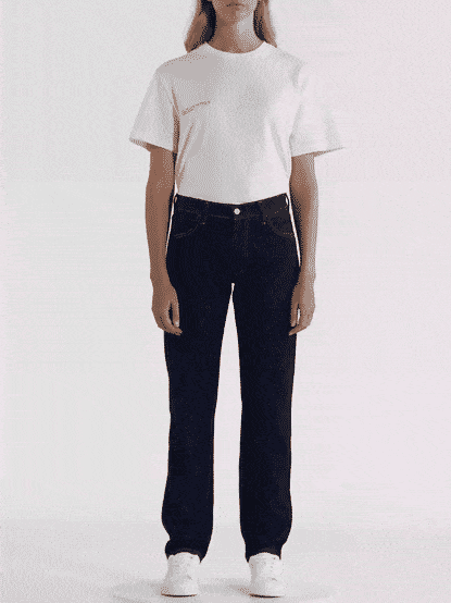 Womens Hemp Denim Straight-Leg Jeans—rinse wash