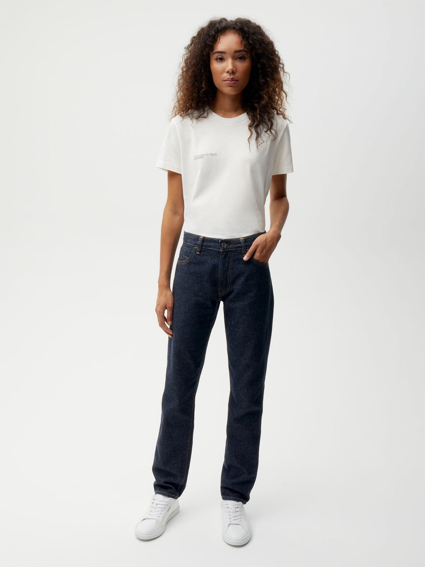 Womens Hemp Denim Straight-Leg Jeans—rinse wash
