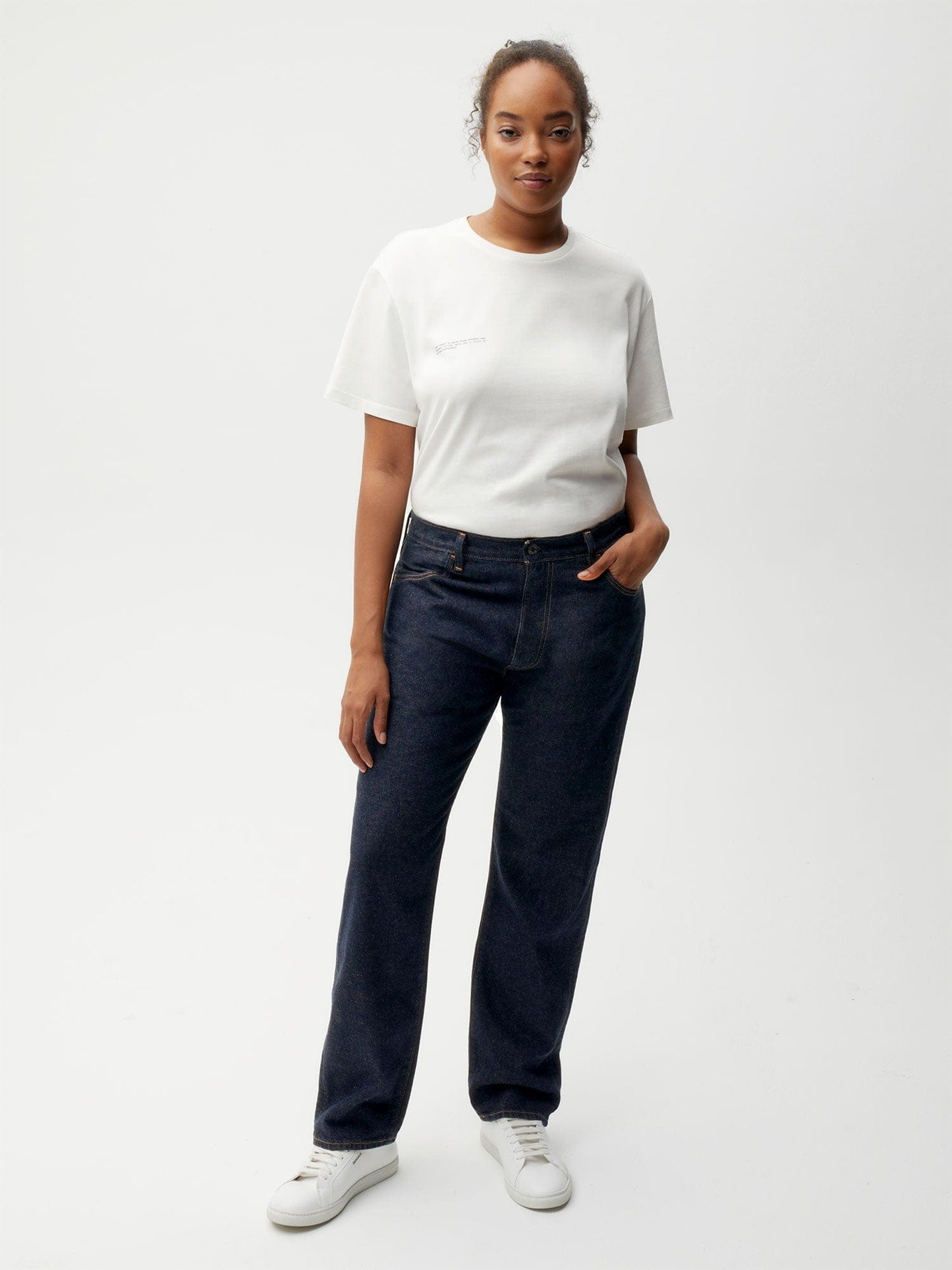 Womens Hemp Denim Straight-Leg Jeans—rinse wash