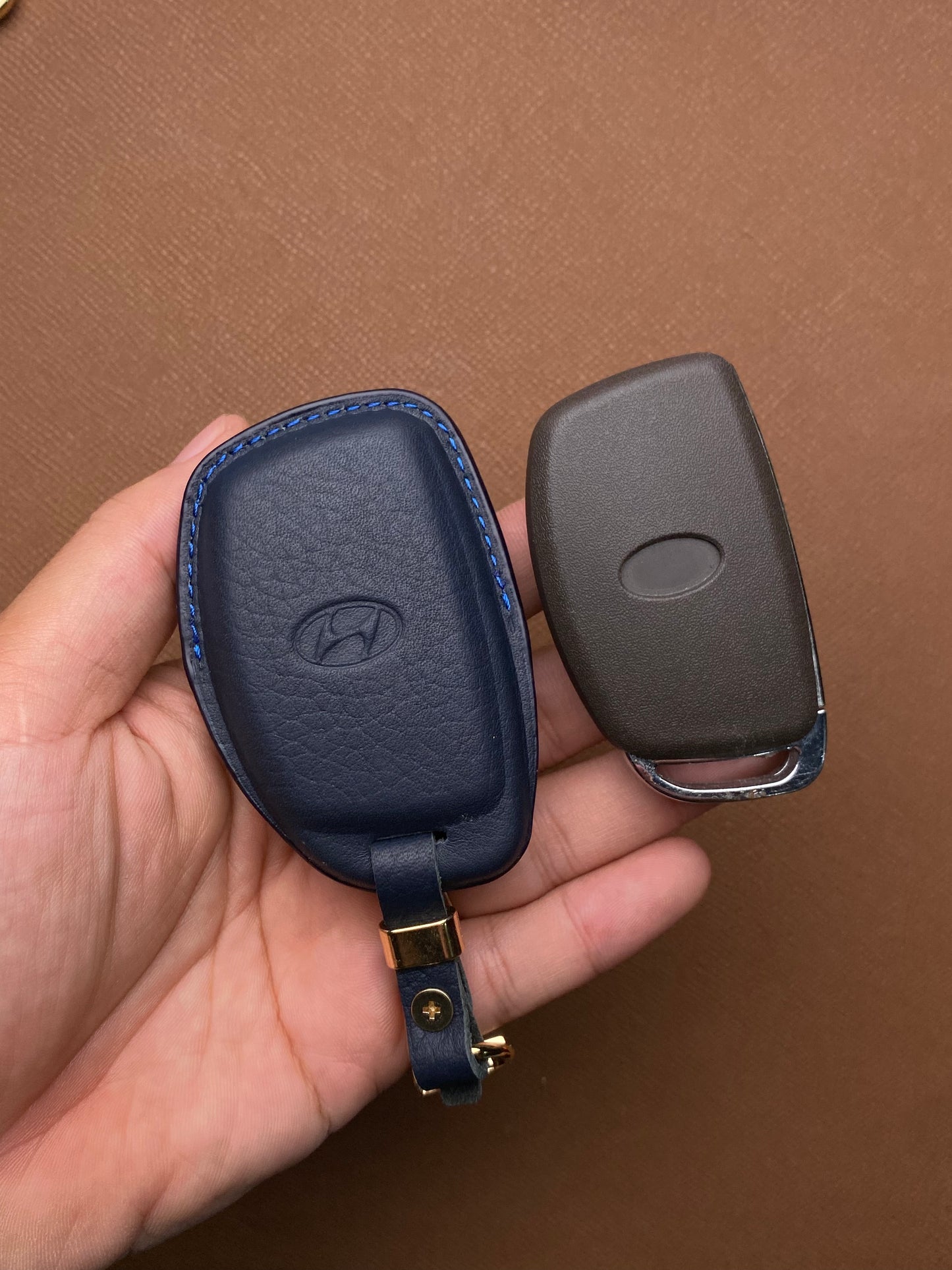 Leather Car Key Case for Hyundai Tucson, i10, Elantra (2018-2021) - HUYC3