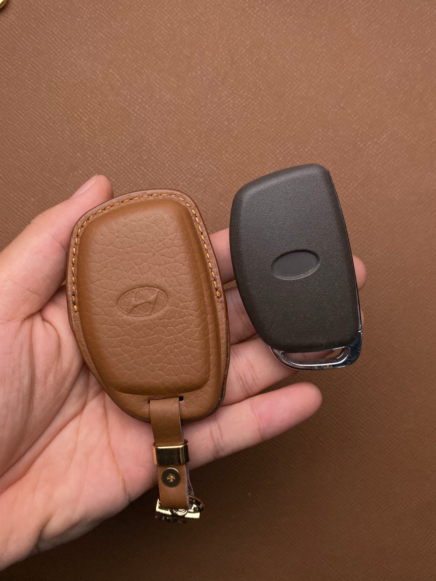 Leather Car Key Case for Hyundai Tucson, i10, Elantra (2018-2021) - HUYC3