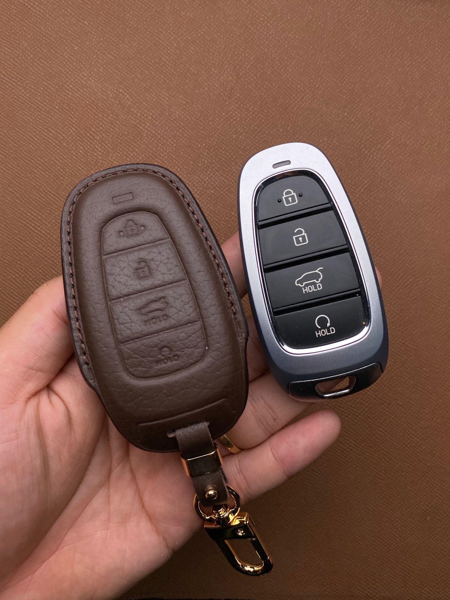 Leather Car Key Case for Hyundai Santa Fe, Tucson, Palisade (2021 - 2024)